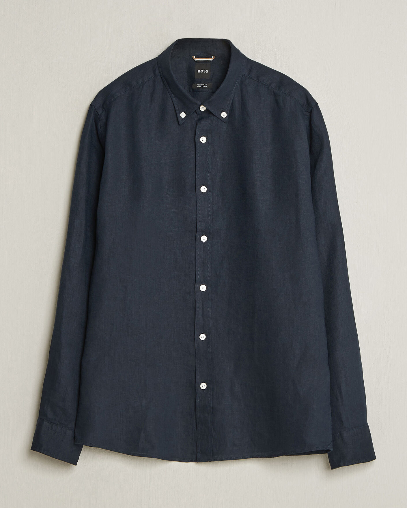Mies | Kauluspaidat | BOSS BLACK | Liam Linen Shirt Dark Blue