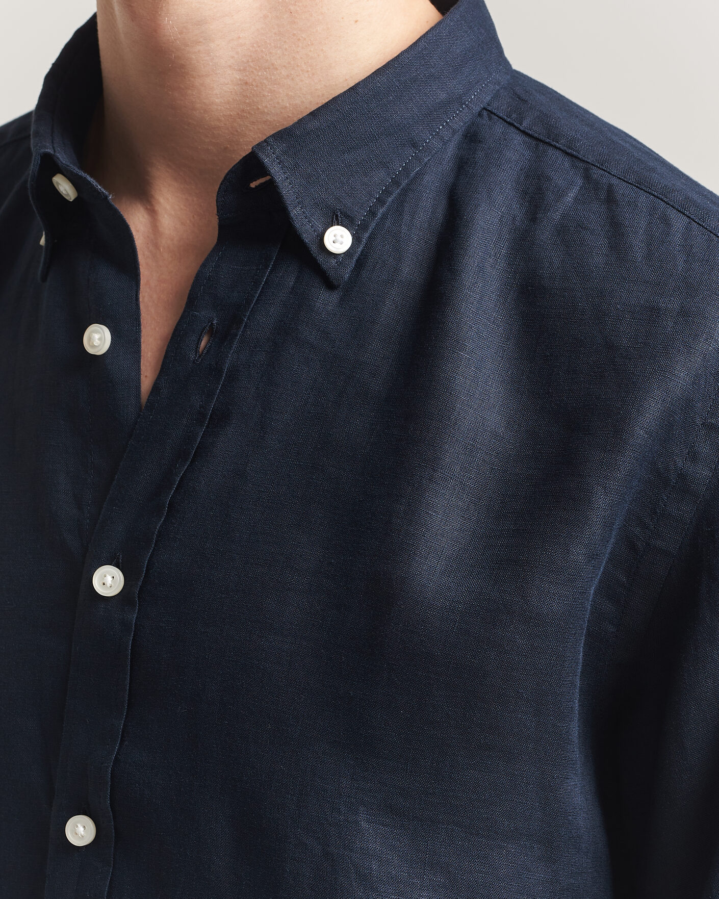 Mies | Kauluspaidat | BOSS BLACK | Liam Linen Shirt Dark Blue
