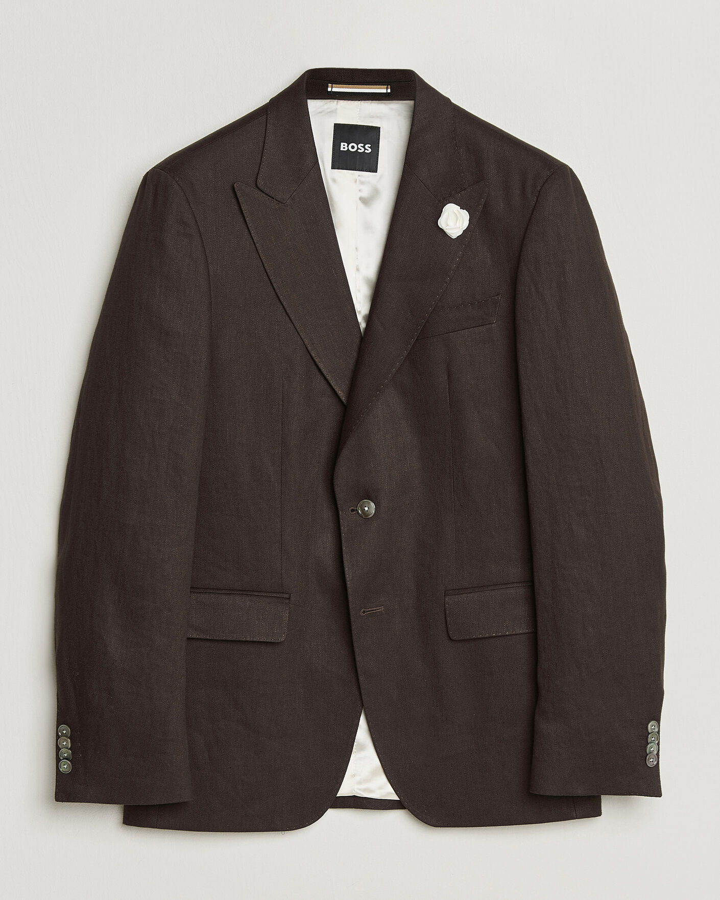 Mies | Pikkutakit | BOSS BLACK | Hutson Linen Suit Blazer Dark Brown