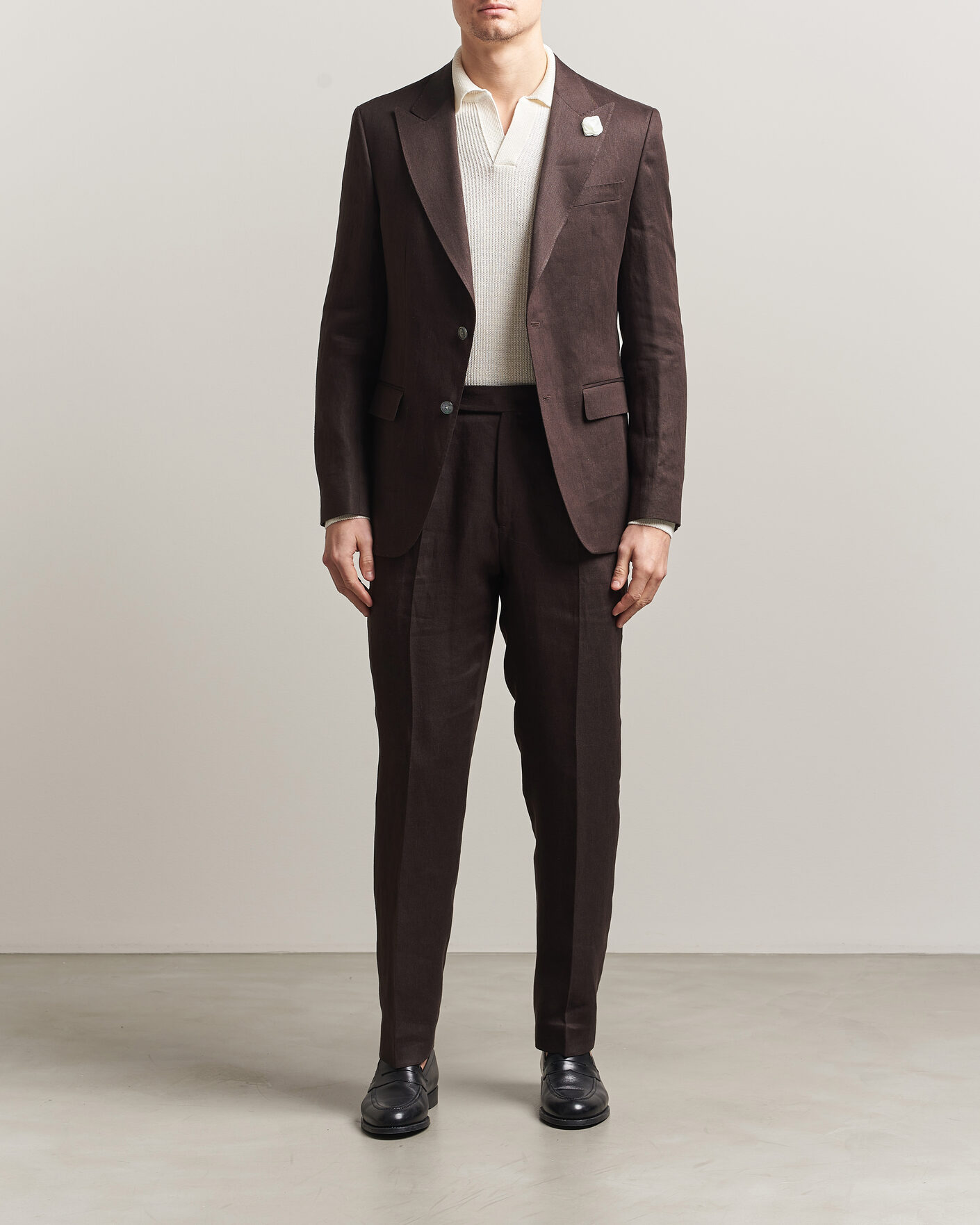 Mies | Pikkutakit | BOSS BLACK | Hutson Linen Suit Blazer Dark Brown
