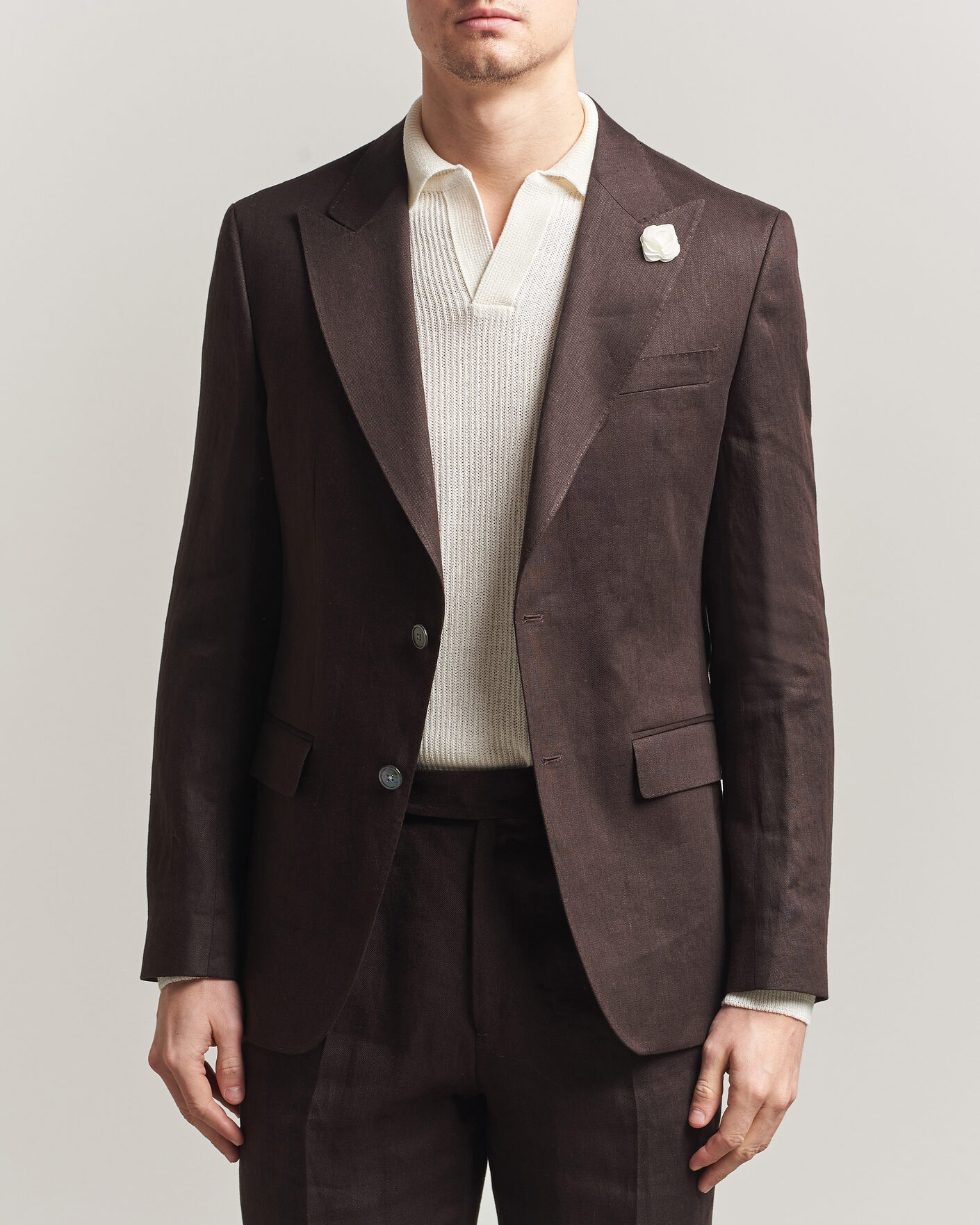 Mies | Pikkutakit | BOSS BLACK | Hutson Linen Suit Blazer Dark Brown