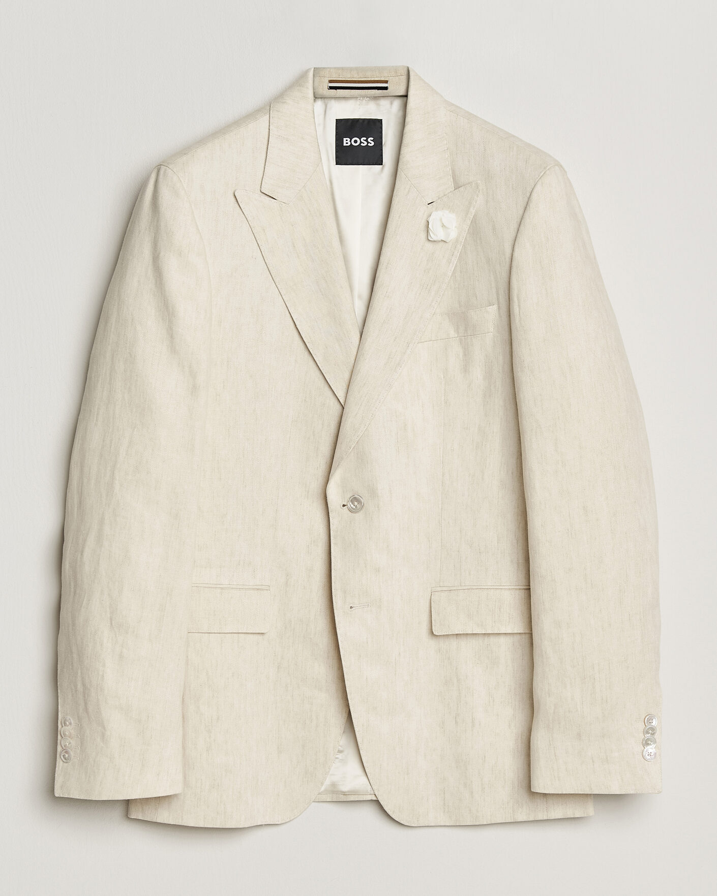 Mies | Pikkutakit | BOSS BLACK | Hutson Linen Suit Blazer Open Beige