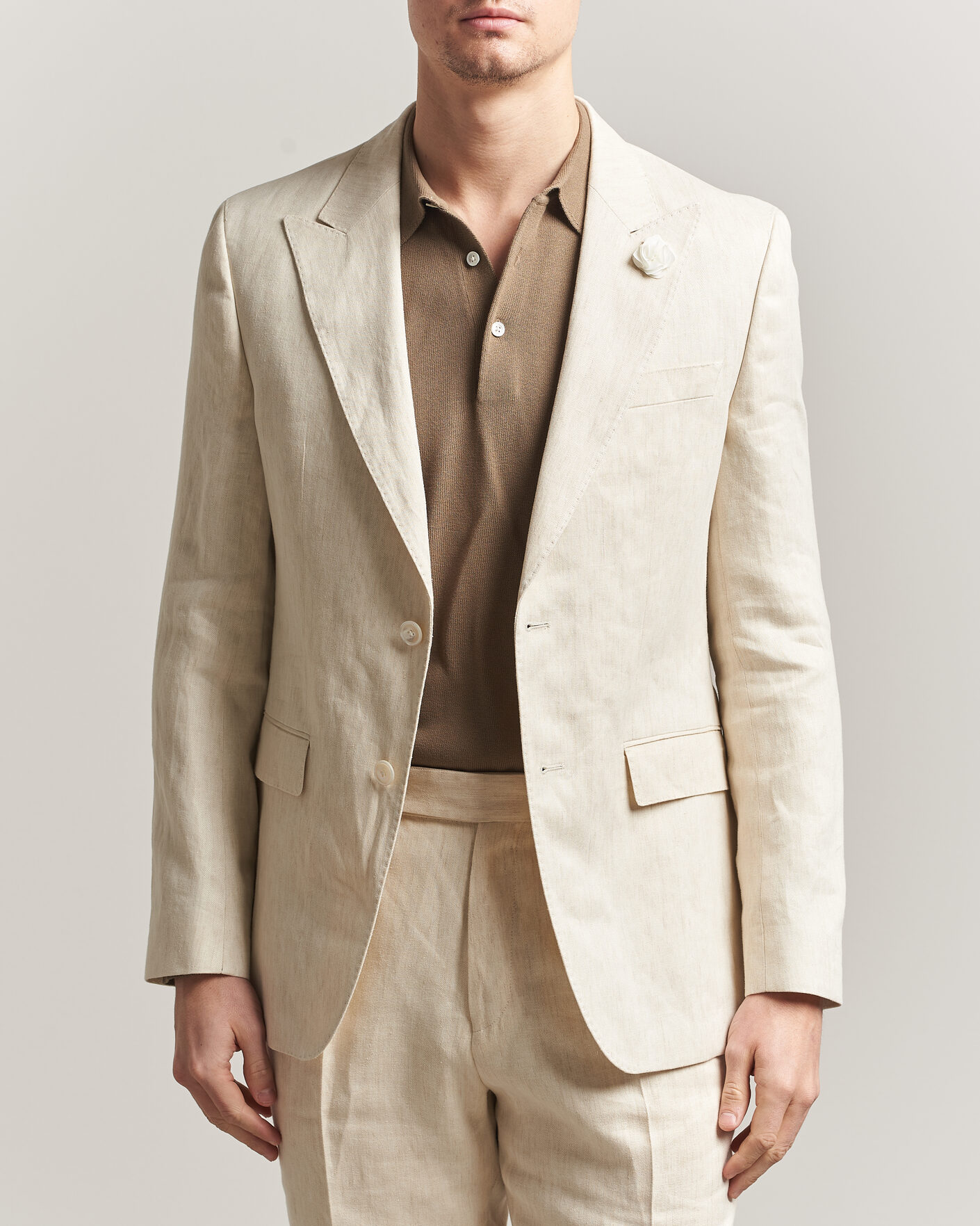 Mies | Pikkutakit | BOSS BLACK | Hutson Linen Suit Blazer Open Beige