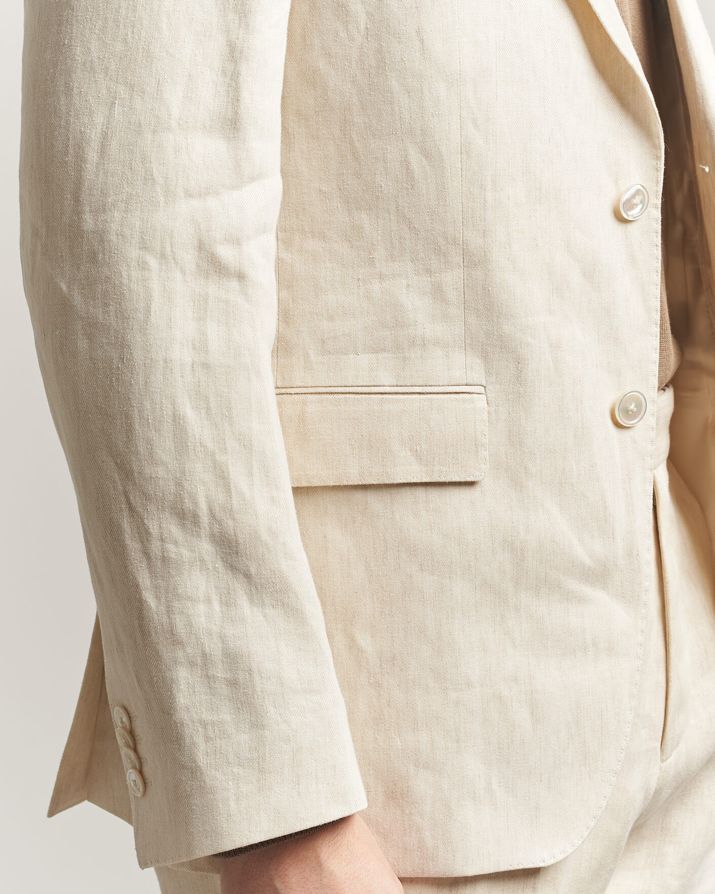 Mies | Pikkutakit | BOSS BLACK | Hutson Linen Suit Blazer Open Beige