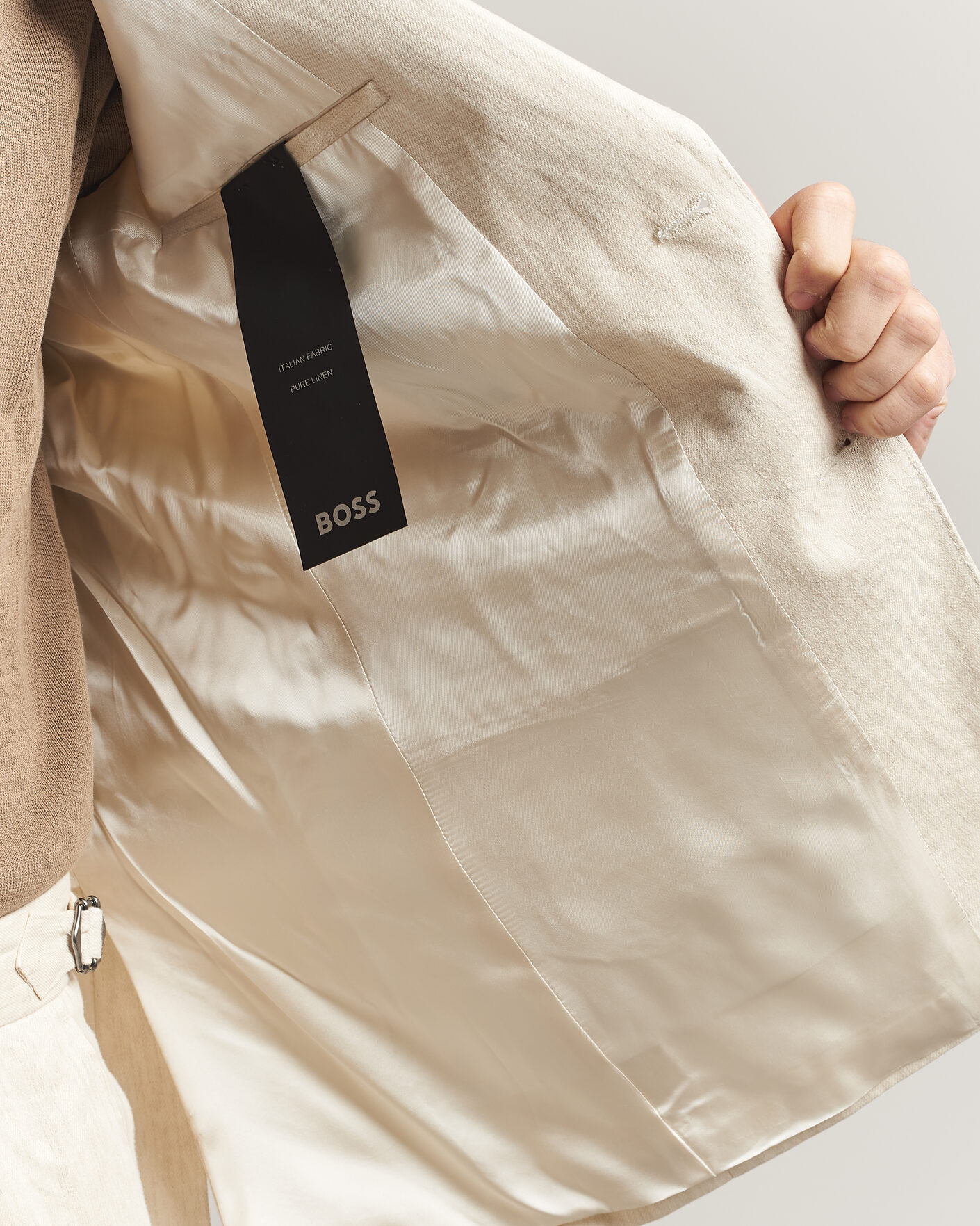 Mies | Pikkutakit | BOSS BLACK | Hutson Linen Suit Blazer Open Beige