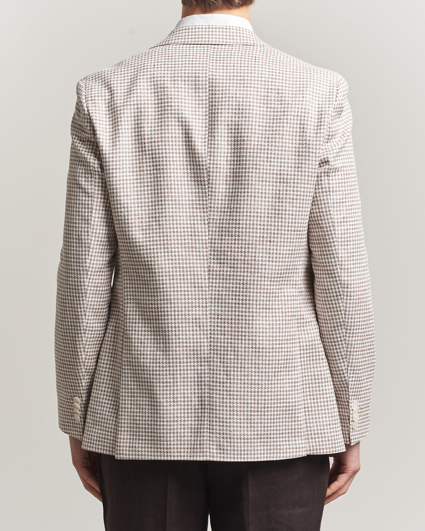Mies | Pikkutakit | BOSS BLACK | Hutson Linen/Cotton Houndstooth Blazer Open Beige