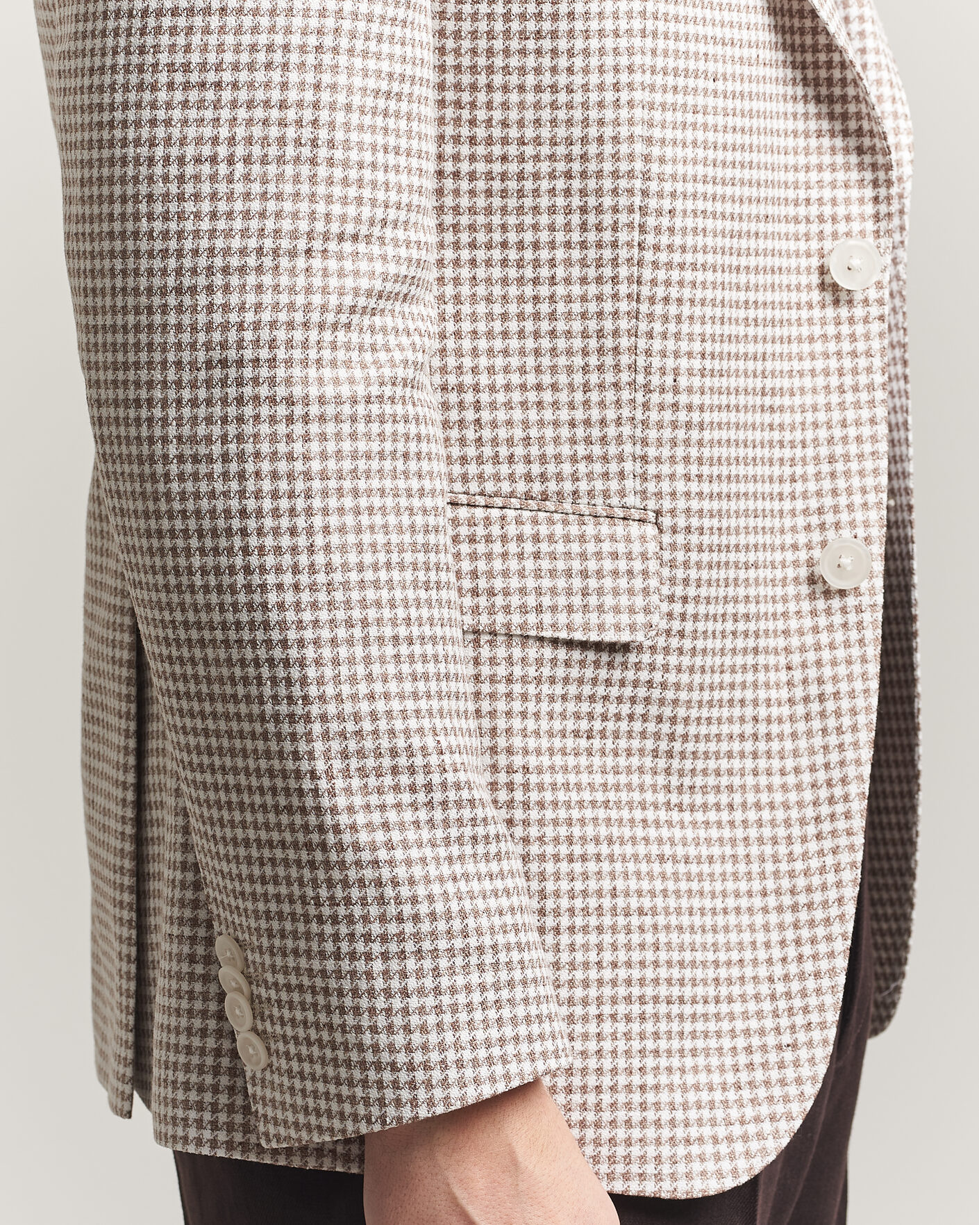 Mies | Pikkutakit | BOSS BLACK | Hutson Linen/Cotton Houndstooth Blazer Open Beige