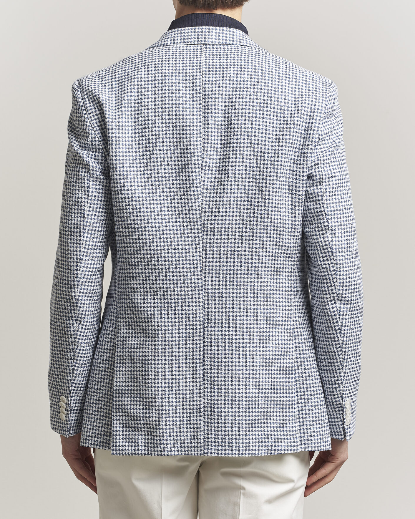 Mies | Pikkutakit | BOSS BLACK | Hutson Linen/Cotton Houndstooth Blazer Open Blue