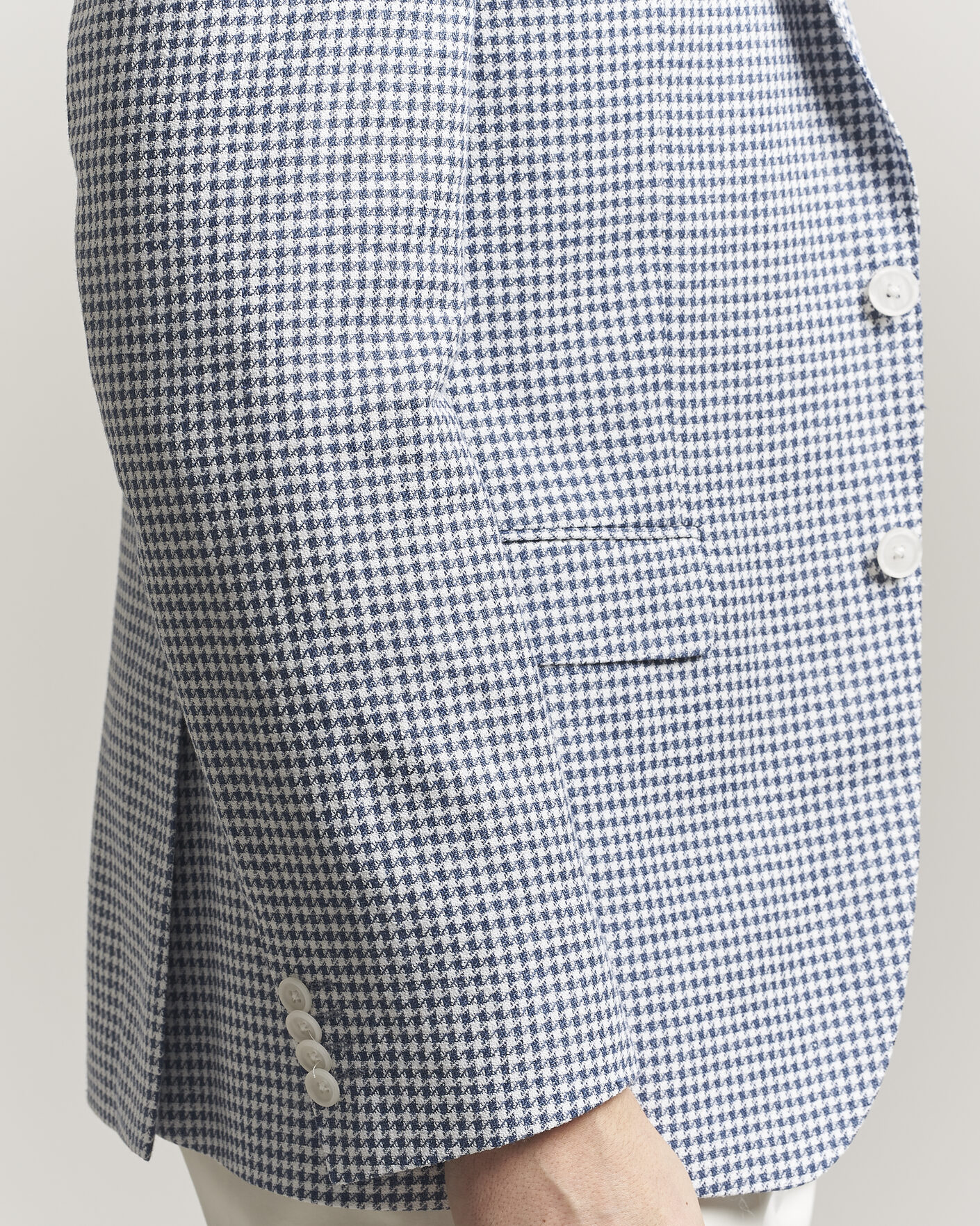 Mies | Pikkutakit | BOSS BLACK | Hutson Linen/Cotton Houndstooth Blazer Open Blue