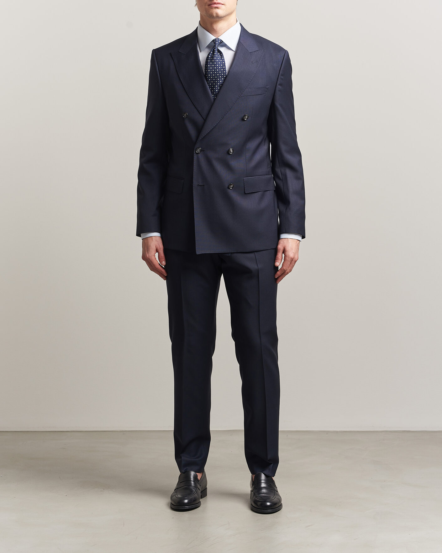 Mies | Puvut | BOSS BLACK | Huge Wool Double Breasted Suit Dark Blue