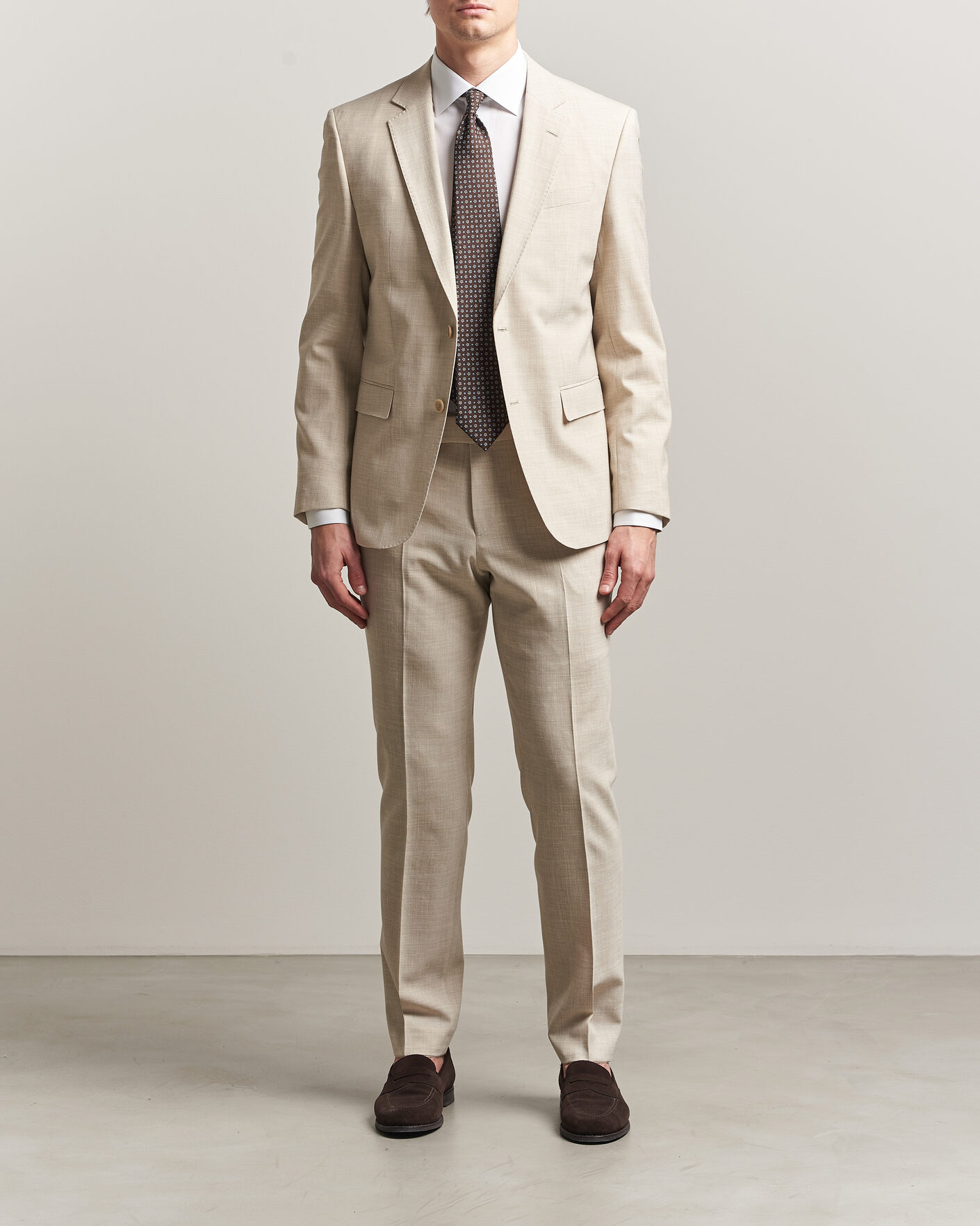 Mies | Puvut | BOSS BLACK | Huge Wool/Linen Suit Open Beige