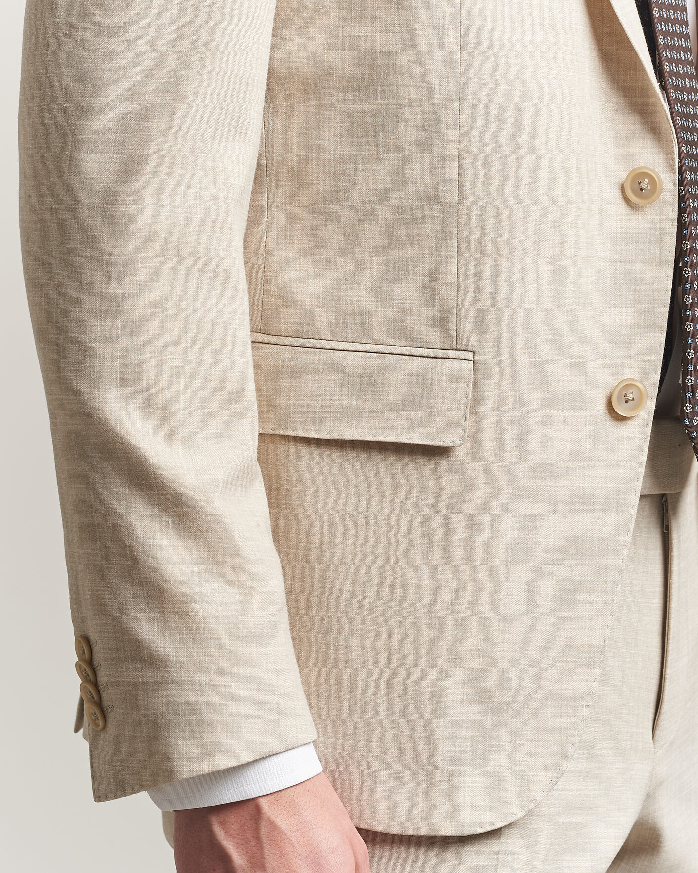Mies | Puvut | BOSS BLACK | Huge Wool/Linen Suit Open Beige