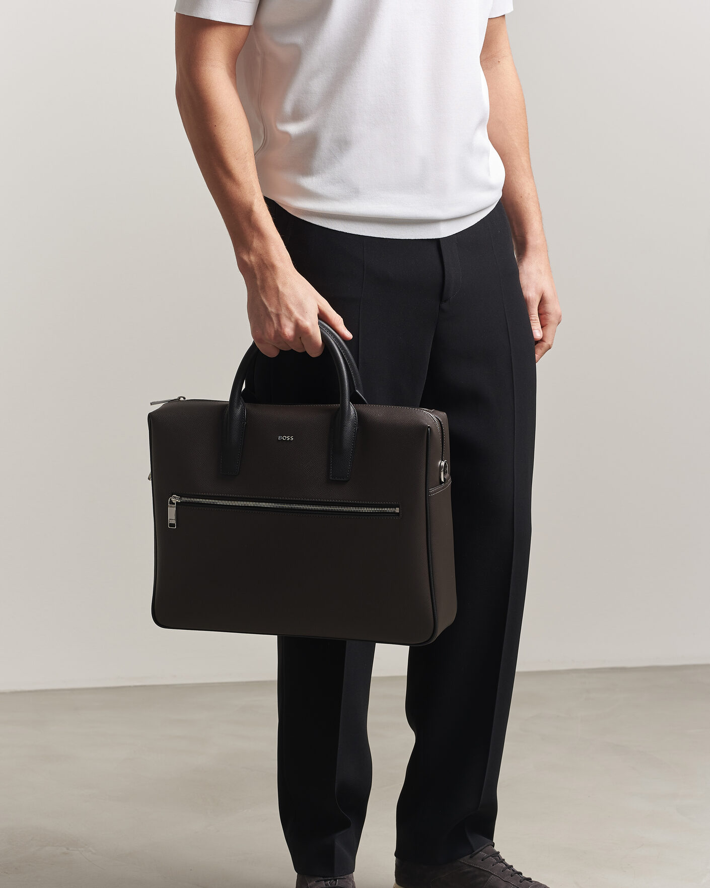 Mies | Laukut | BOSS BLACK | Daxter Leather Briefcase Dark Brown