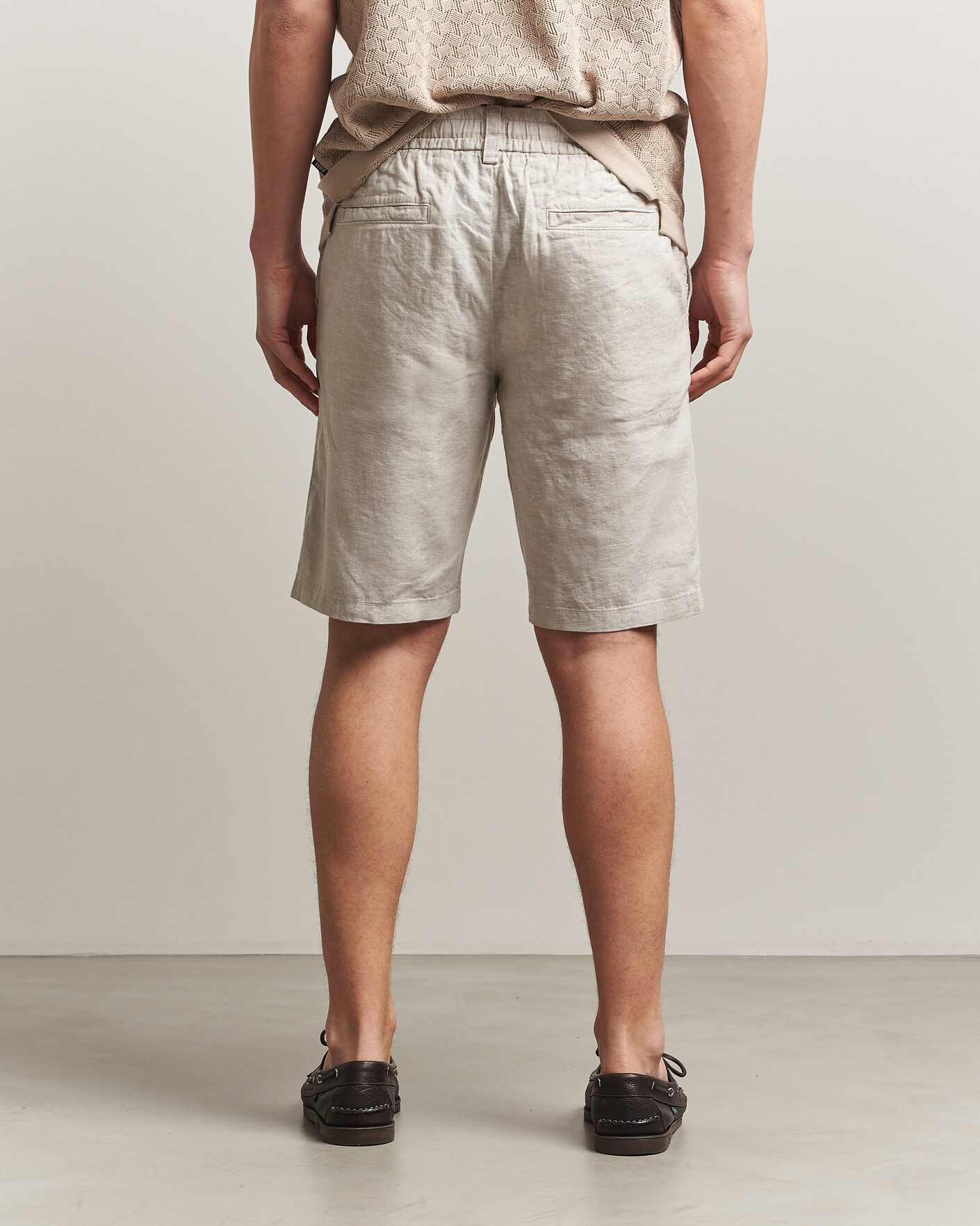 Mies | Shortsit | BOSS ORANGE | Tapered Linen Drawstring Shorts Open Grey