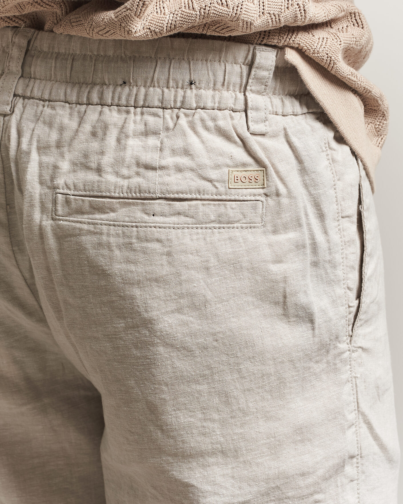 Mies | Shortsit | BOSS ORANGE | Tapered Linen Drawstring Shorts Open Grey