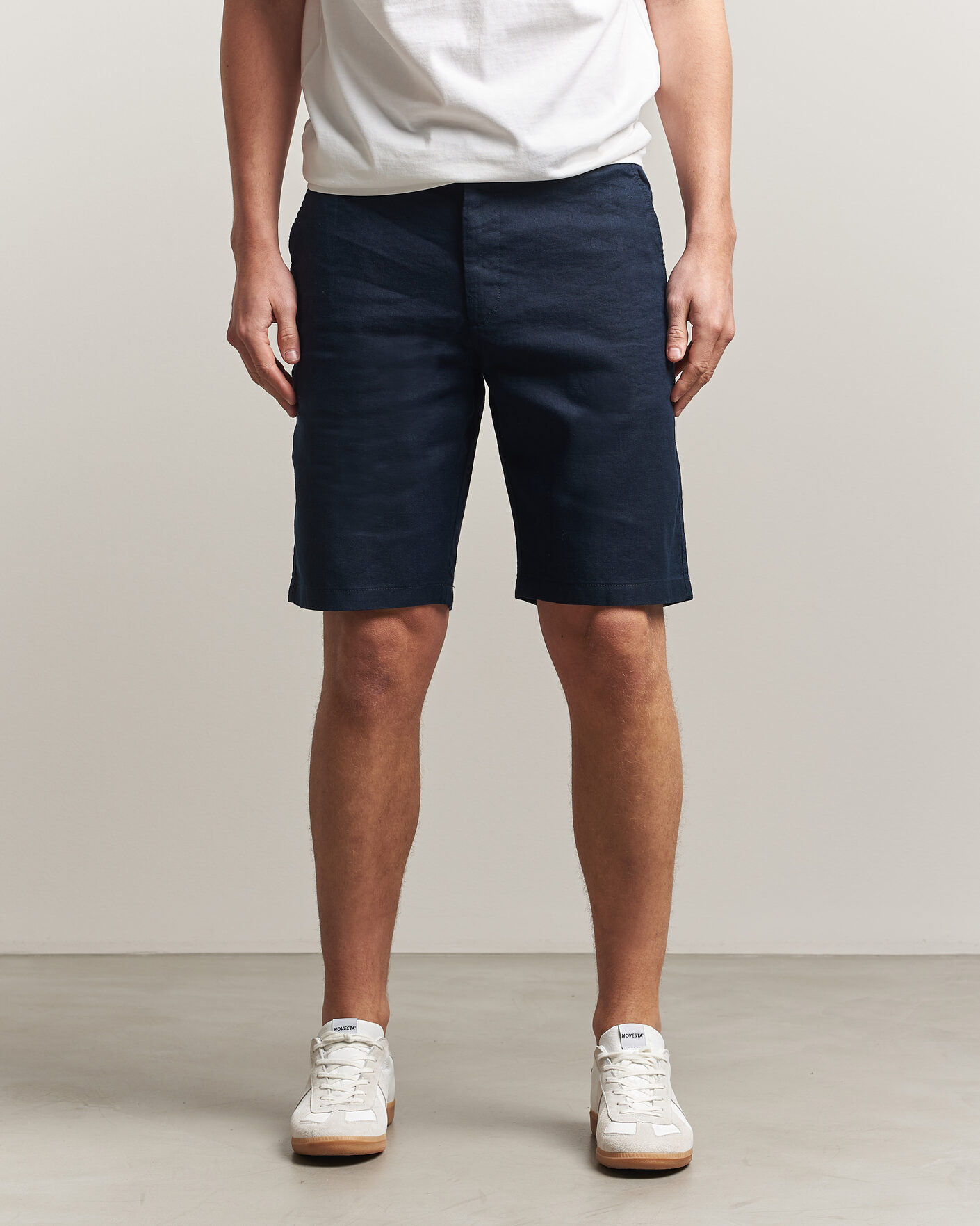 Mies | Shortsit | BOSS ORANGE | Tapered Linen Drawstring Shorts Dark Blue