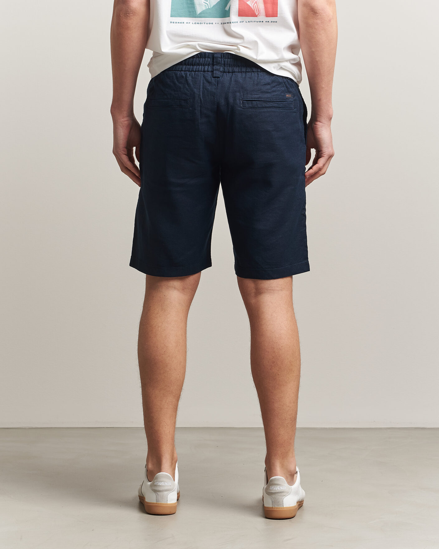 Mies | Shortsit | BOSS ORANGE | Tapered Linen Drawstring Shorts Dark Blue