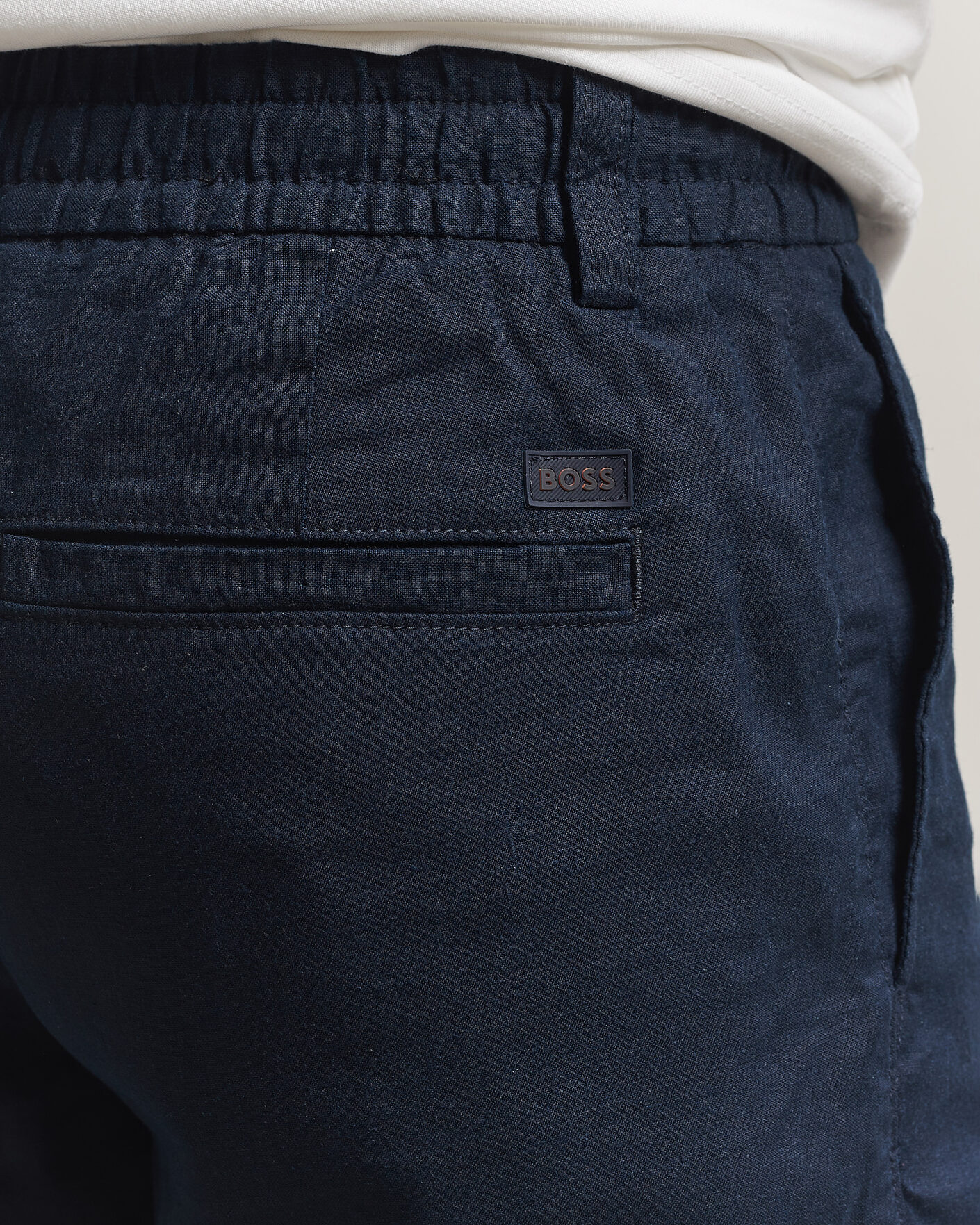 Mies | Shortsit | BOSS ORANGE | Tapered Linen Drawstring Shorts Dark Blue