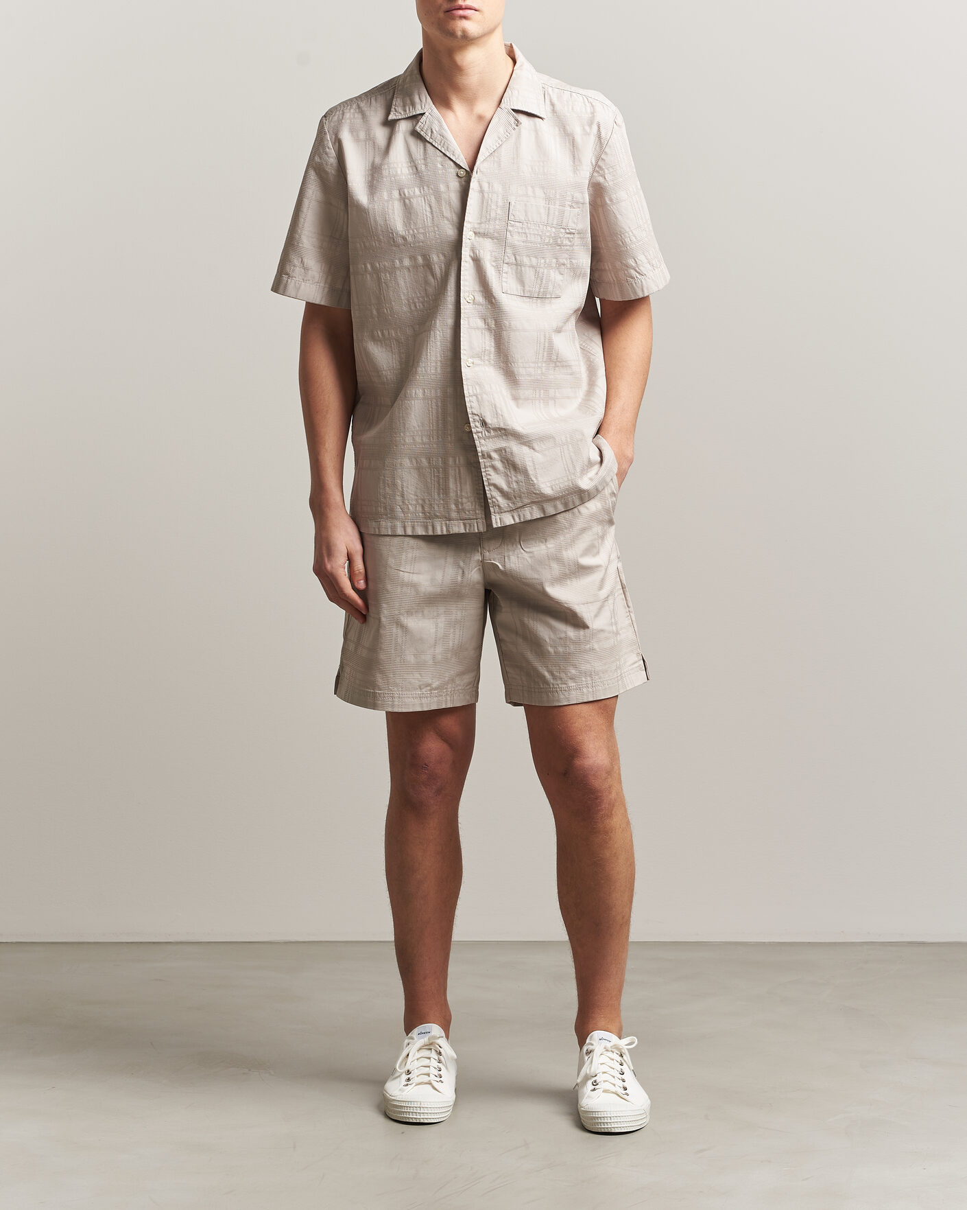 Mies | Shortsit | BOSS ORANGE | Sandrew Cotton Drawstring Shorts Open Grey