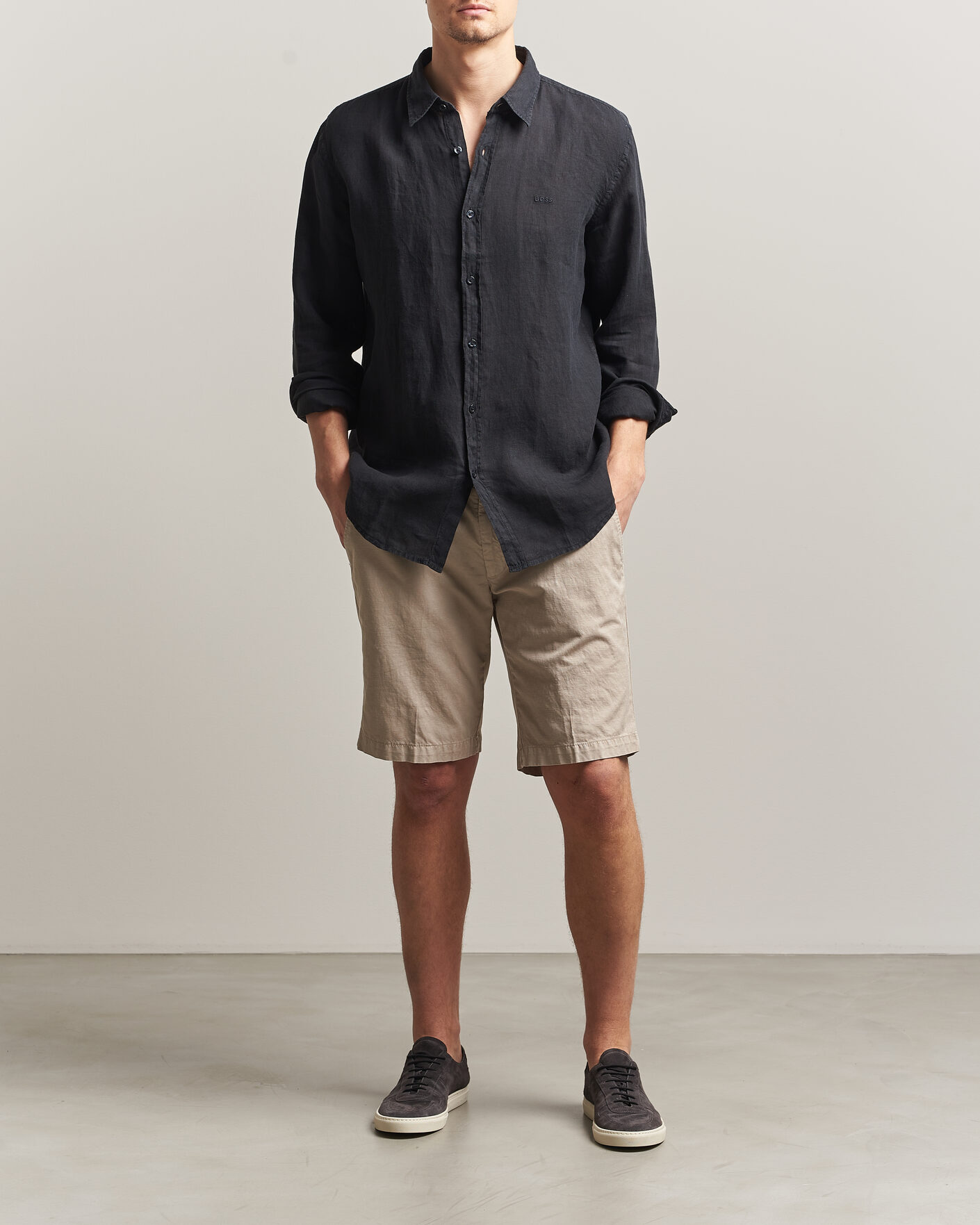 Mies | Kauluspaidat | BOSS ORANGE | Relegant Linen Shirt Black