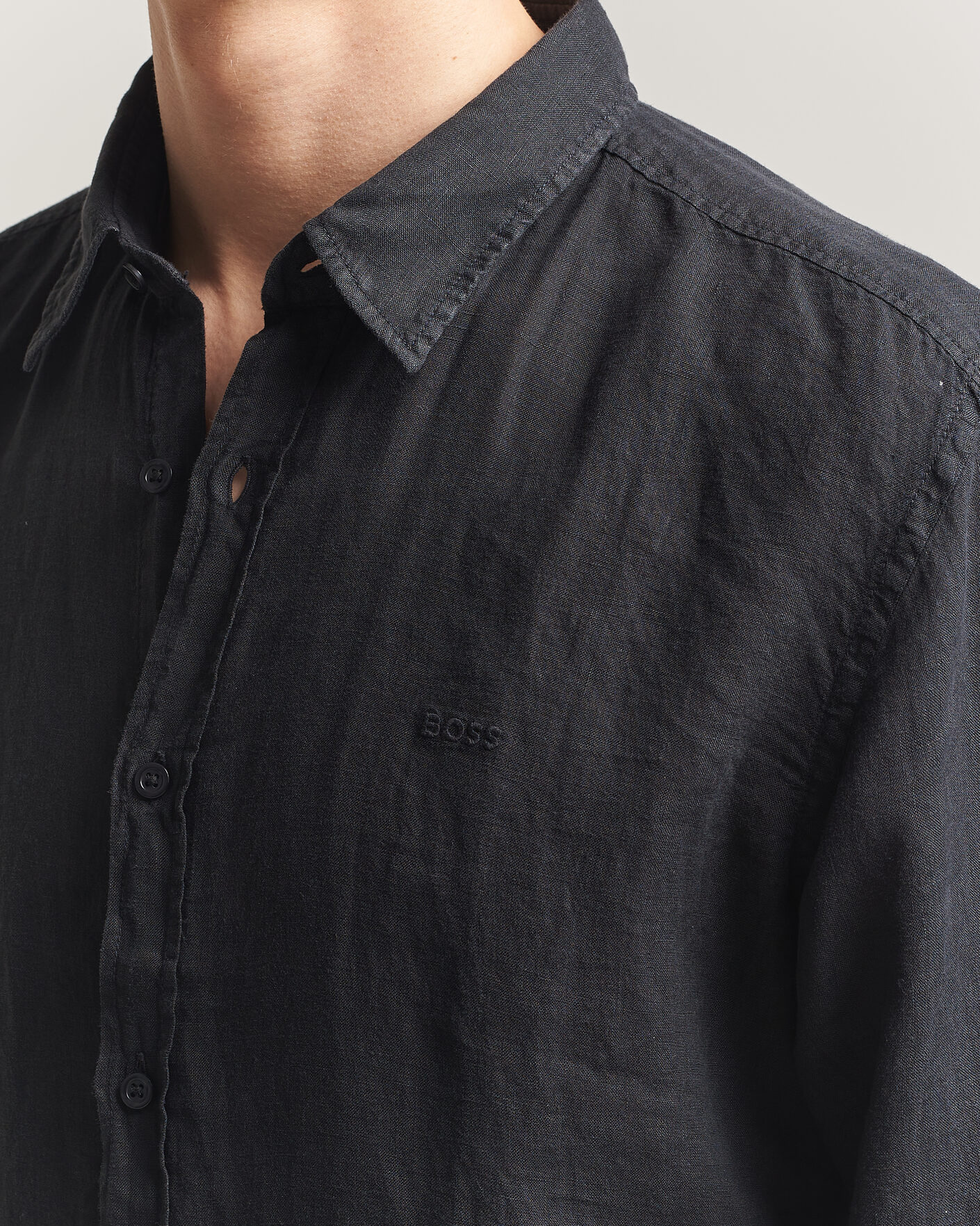 Mies | Kauluspaidat | BOSS ORANGE | Relegant Linen Shirt Black