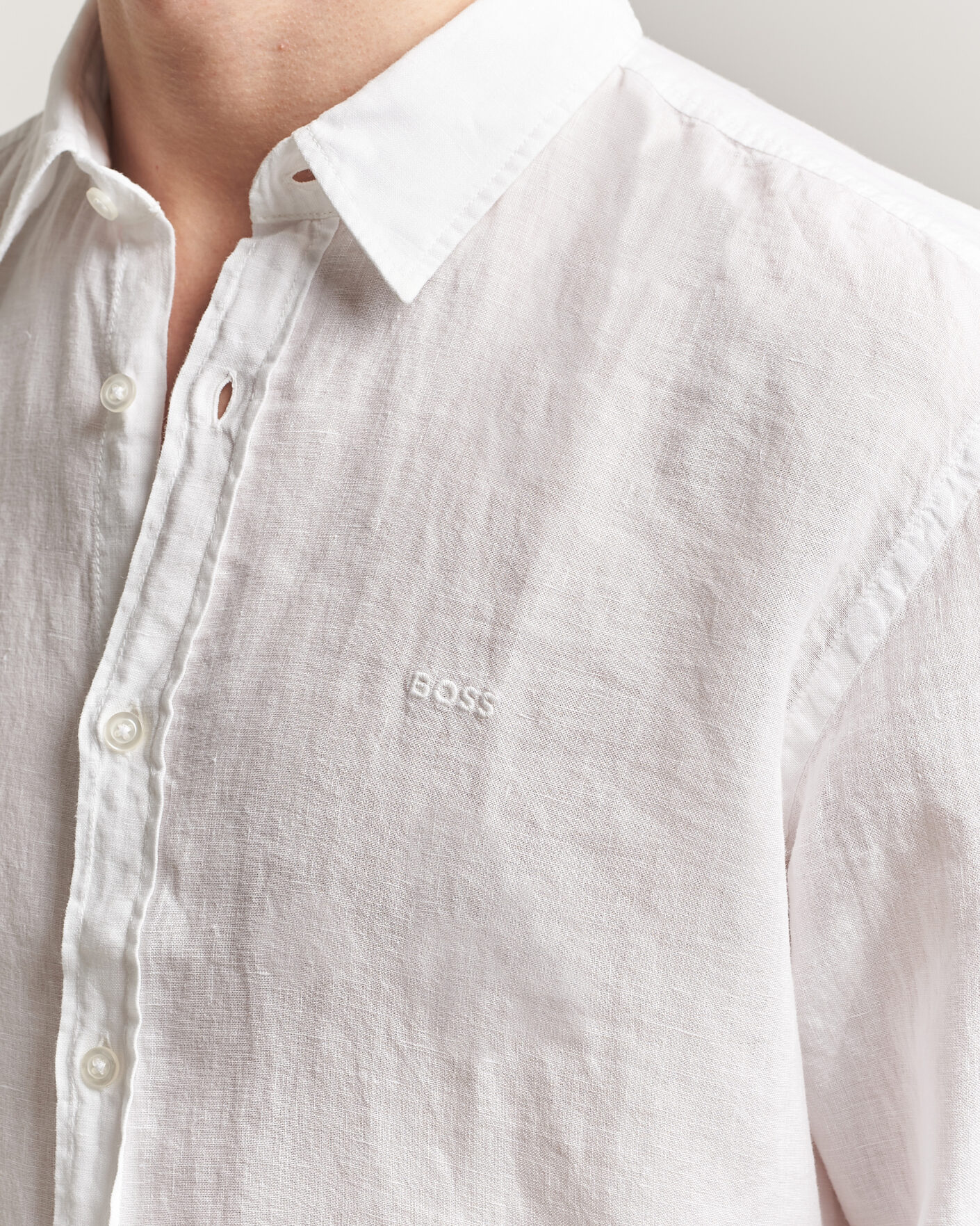 Mies | Kauluspaidat | BOSS ORANGE | Relegant Linen Shirt White
