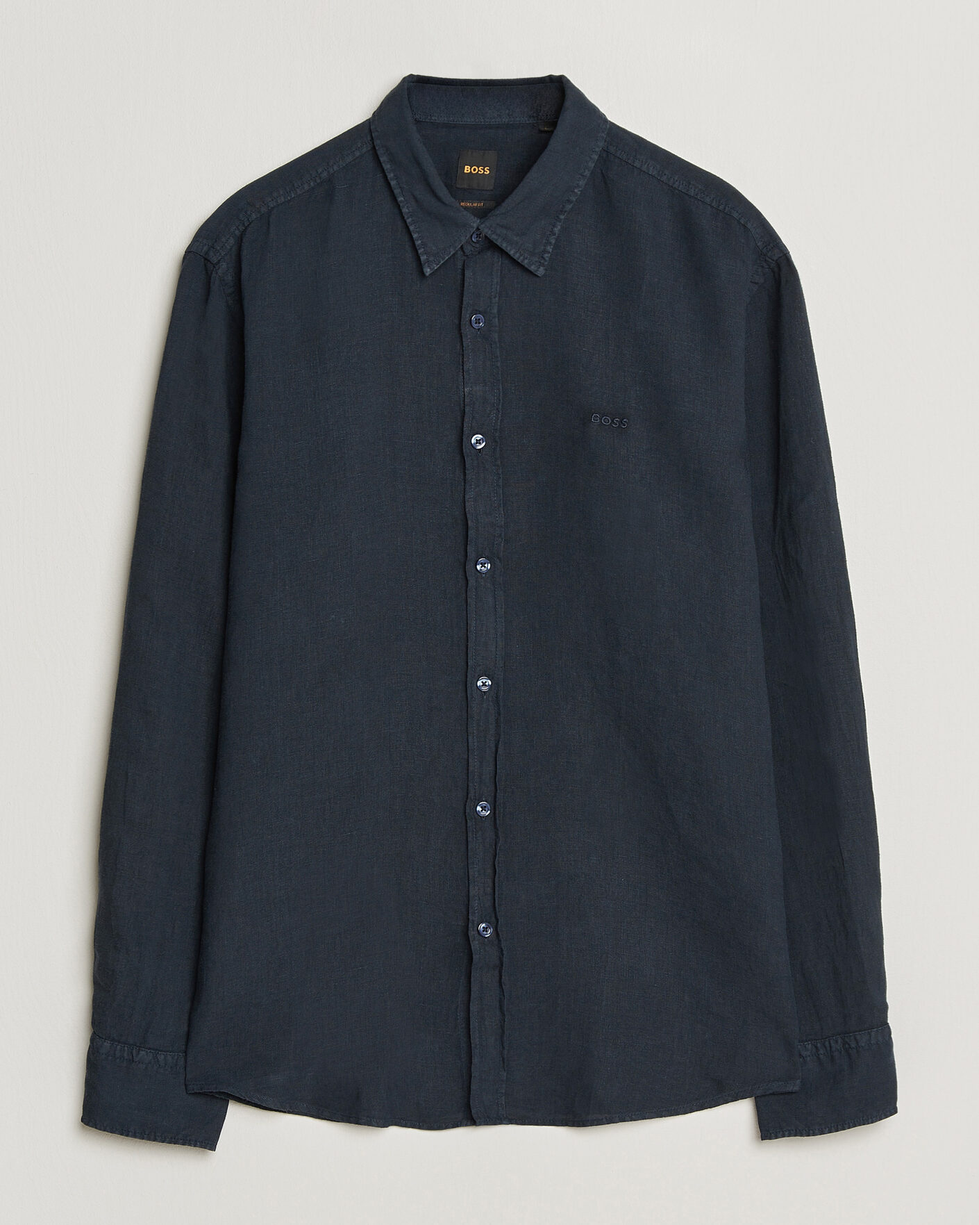 Mies | Kauluspaidat | BOSS ORANGE | Relegant Linen Shirt Dark Blue