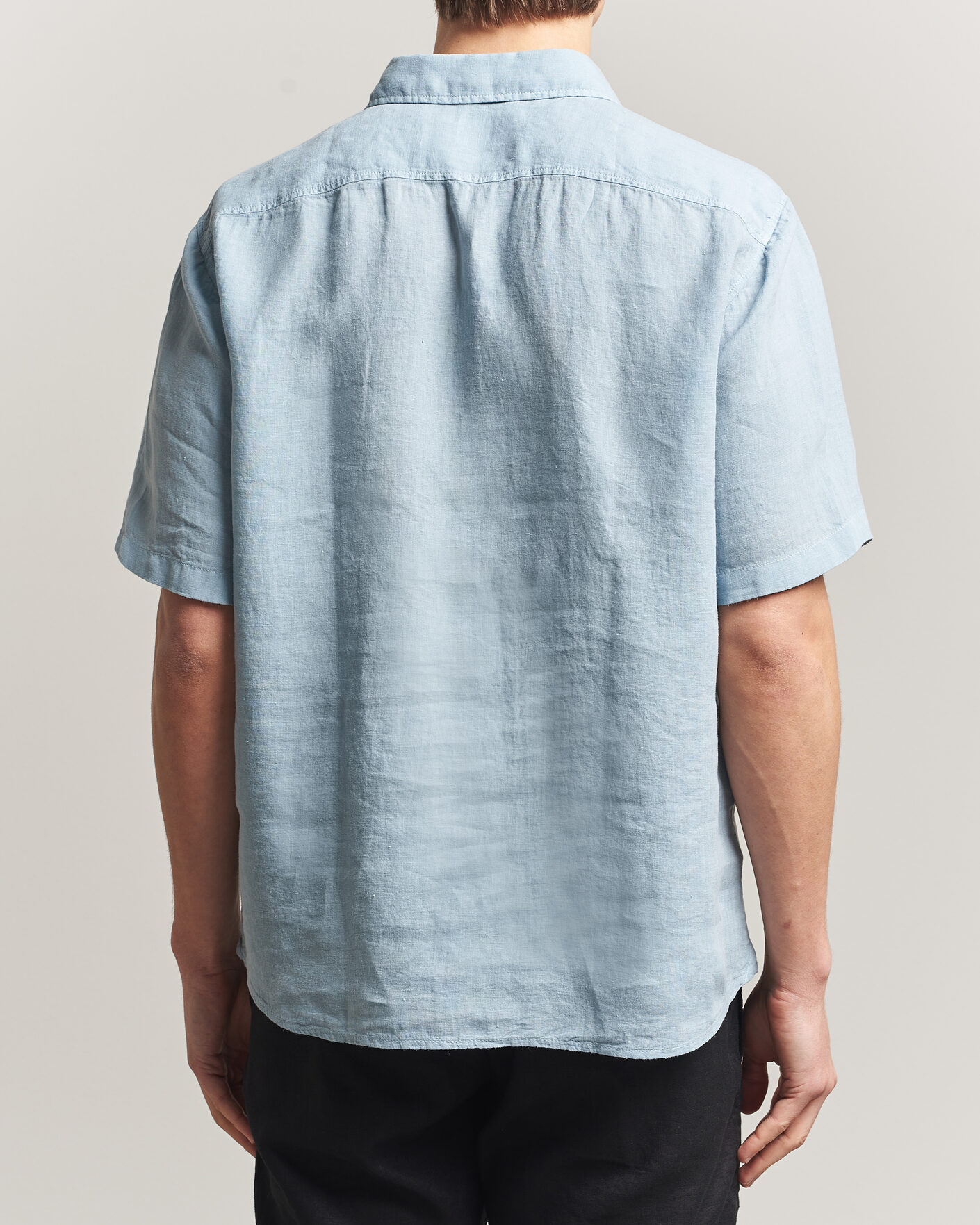 Mies | Kauluspaidat | BOSS ORANGE | Rash Linen Short Sleeve Shirt Light Blue