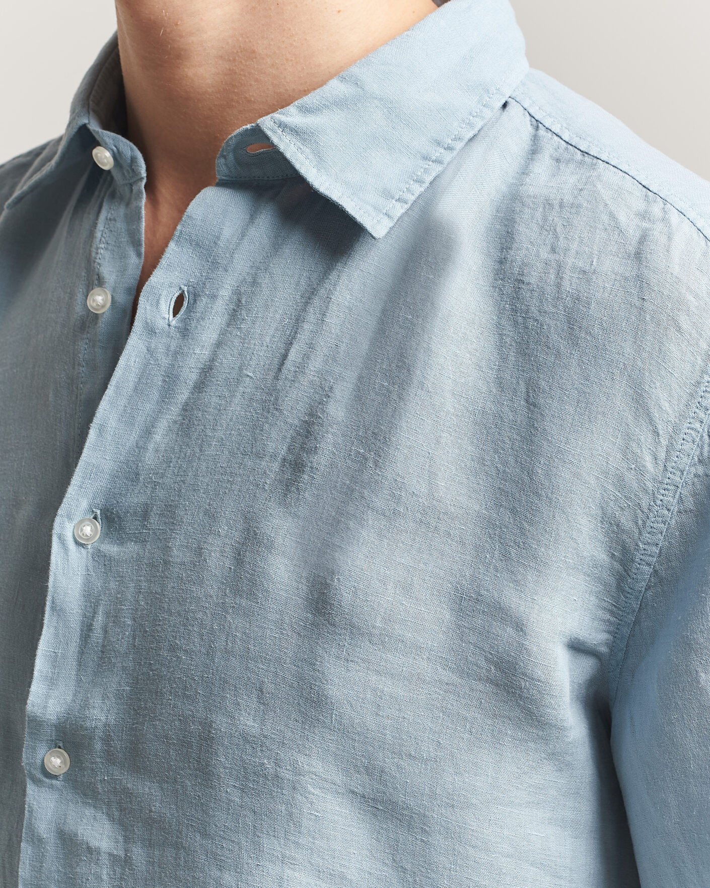 Mies | Kauluspaidat | BOSS ORANGE | Rash Linen Short Sleeve Shirt Light Blue