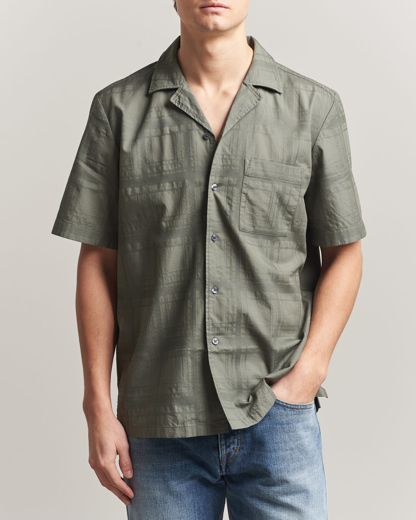 Mies | Kauluspaidat | BOSS ORANGE | Rayer Cotton Resort Shirt Open Grey