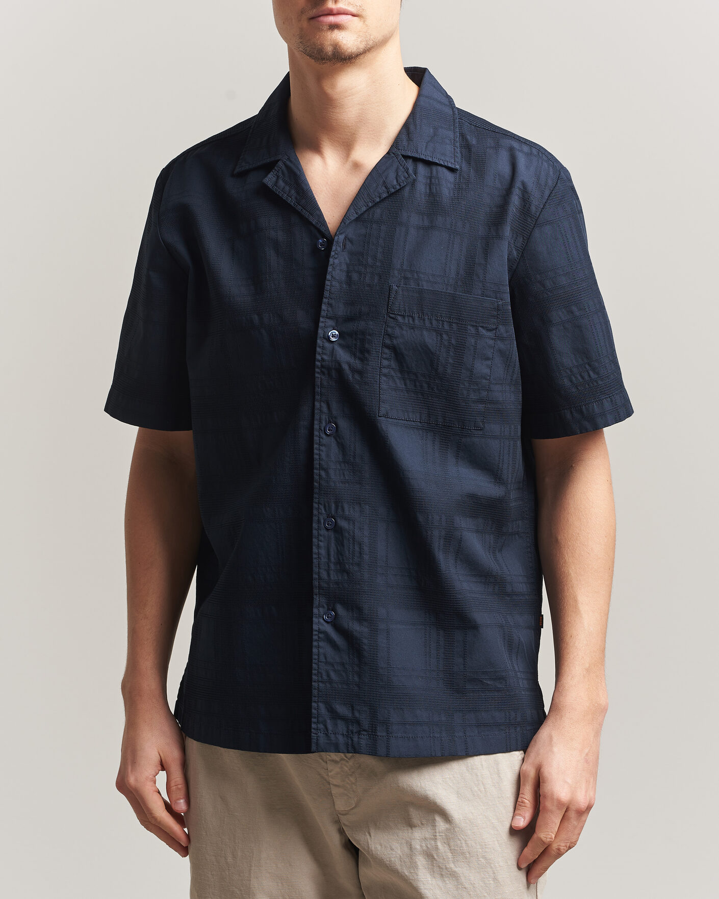 Mies | Kauluspaidat | BOSS ORANGE | Rayer Cotton Resort Shirt Dark Blue