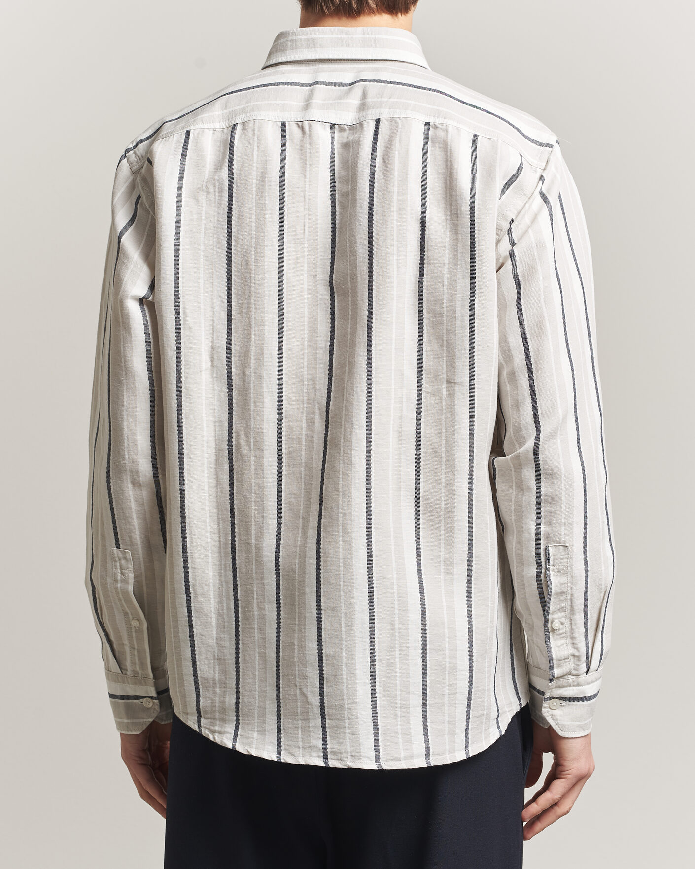 Mies | Kauluspaidat | BOSS ORANGE | Ricoplus Linen/Cotton Striped Shirt Beige