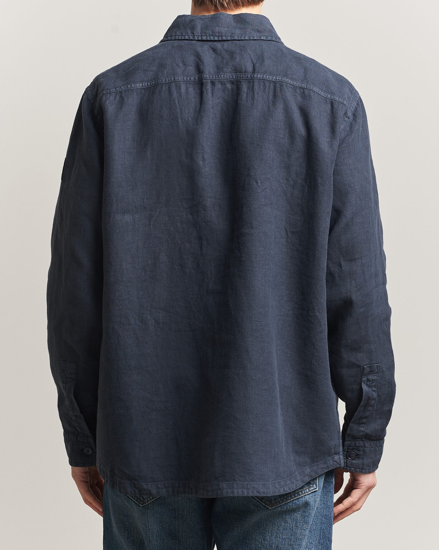 Mies | Kauluspaidat | BOSS ORANGE | Locky Linen Overshirt Dark Blue