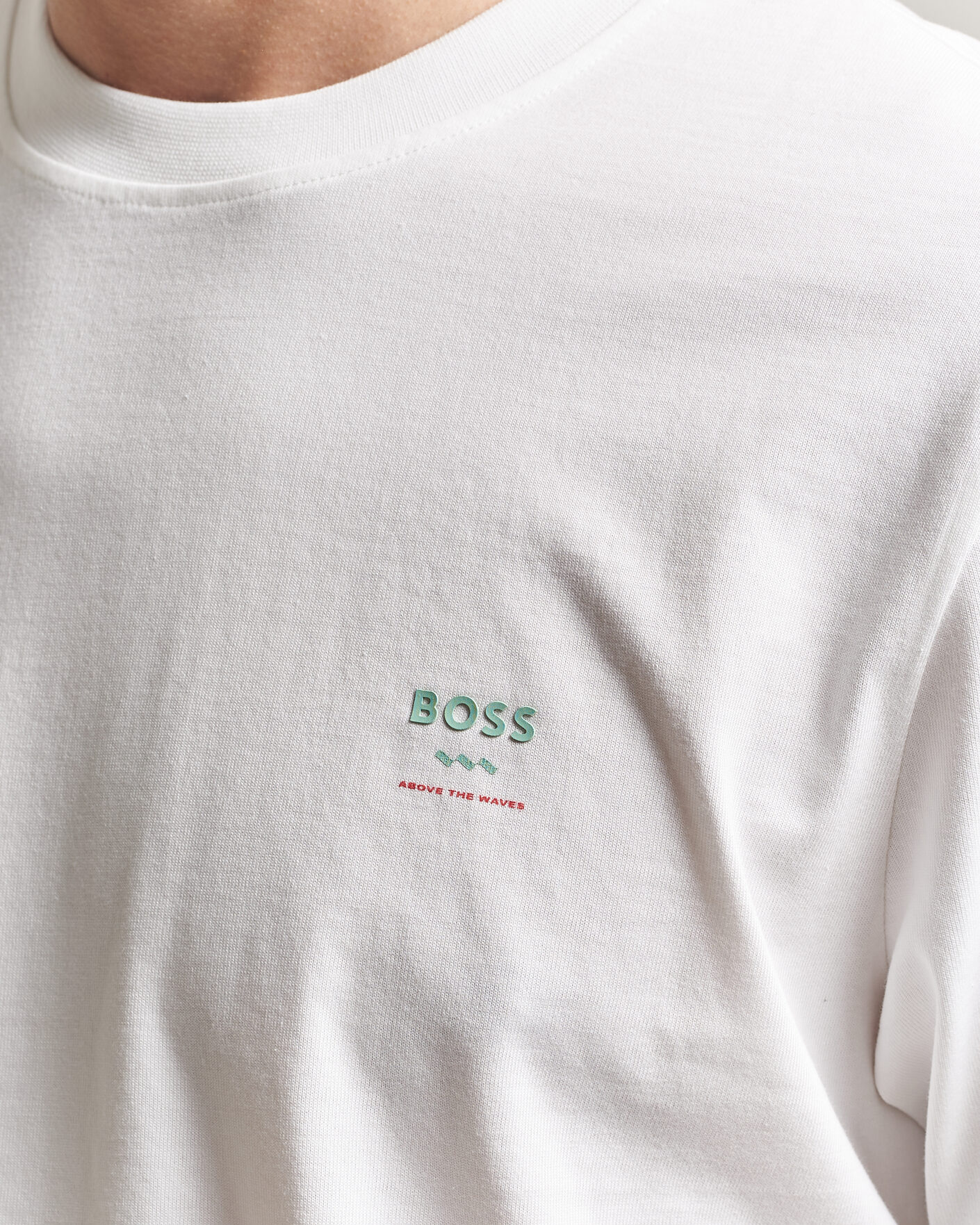 Mies | T-paidat | BOSS ORANGE | Groove Printed Crew Neck T-Shirt White