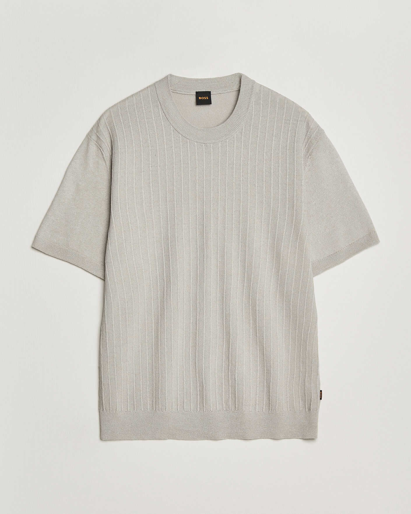 Mies | T-paidat | BOSS ORANGE | Kajordino Linen/Cotton Knitted T-Shirt Beige