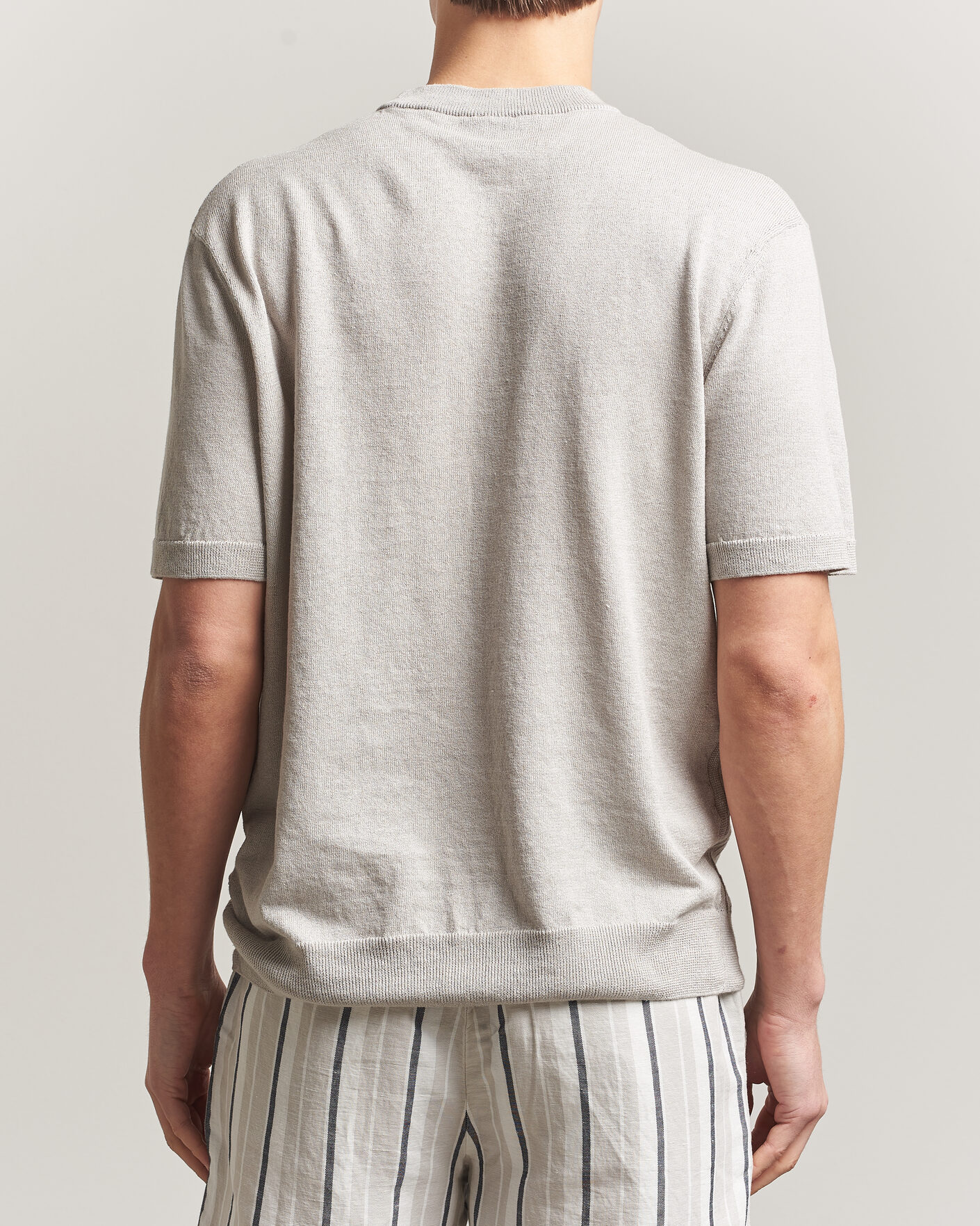 Mies | T-paidat | BOSS ORANGE | Kajordino Linen/Cotton Knitted T-Shirt Beige