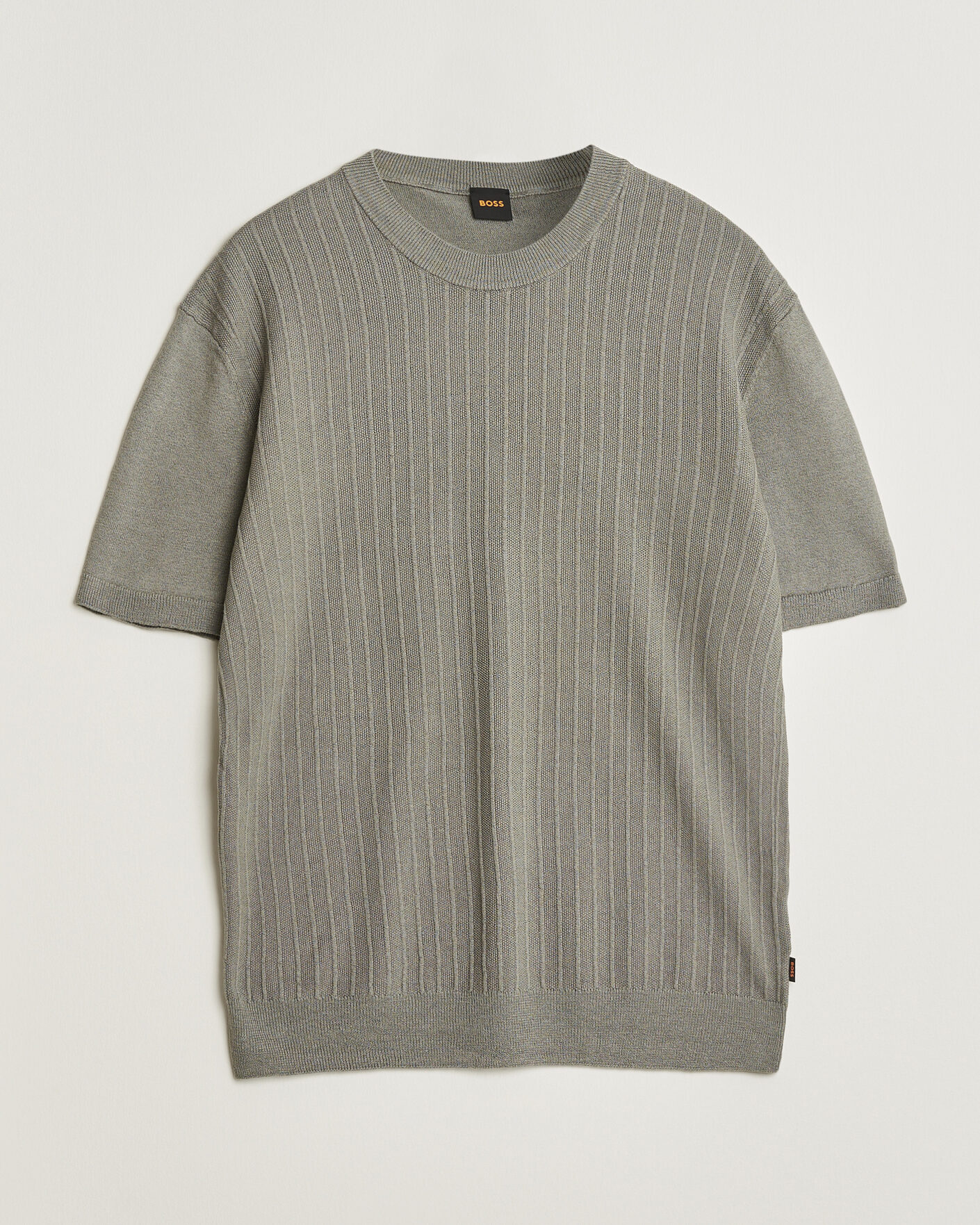 Mies | T-paidat | BOSS ORANGE | Kajordino Linen/Cotton Knitted T-Shirt Green