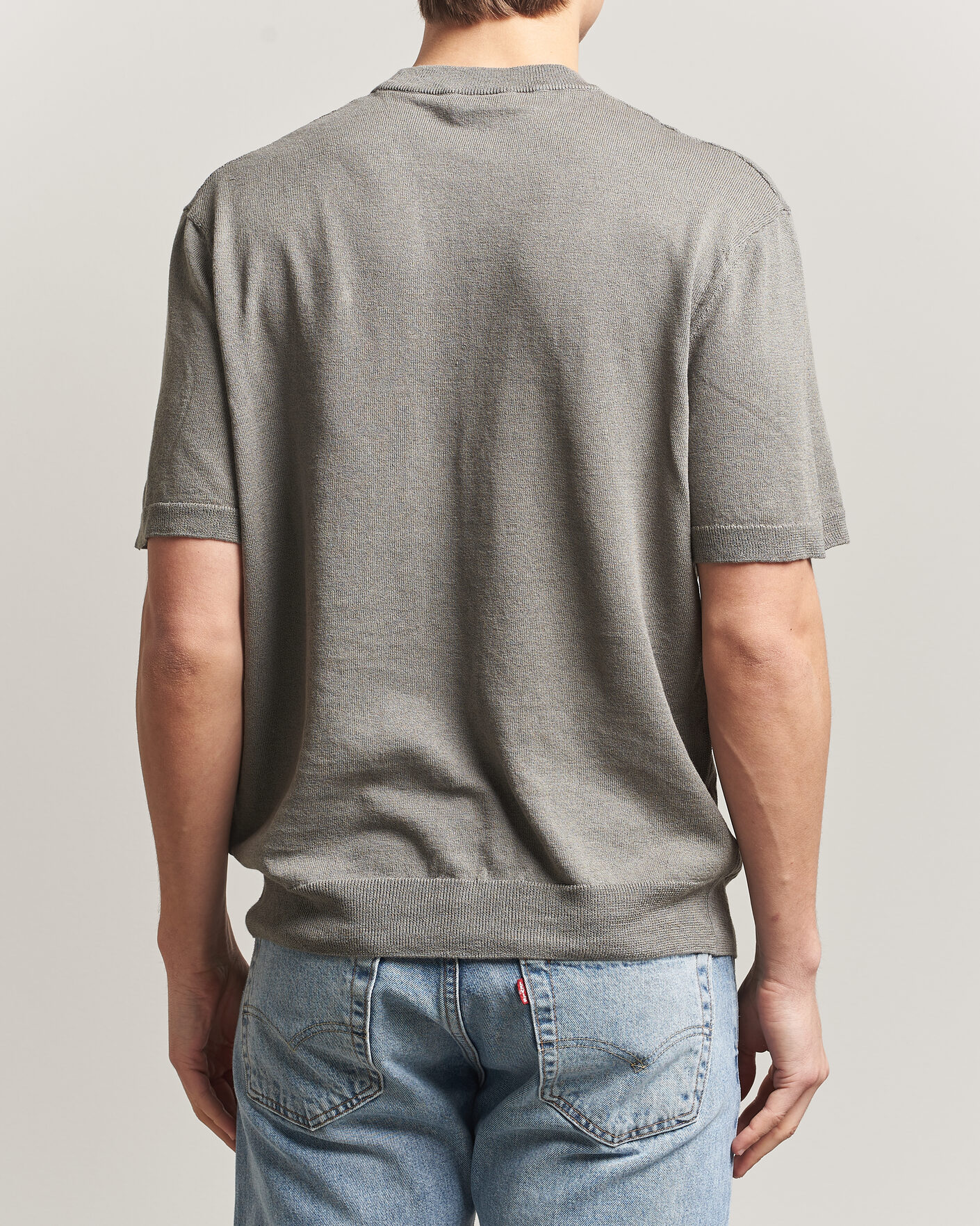 Mies | T-paidat | BOSS ORANGE | Kajordino Linen/Cotton Knitted T-Shirt Green