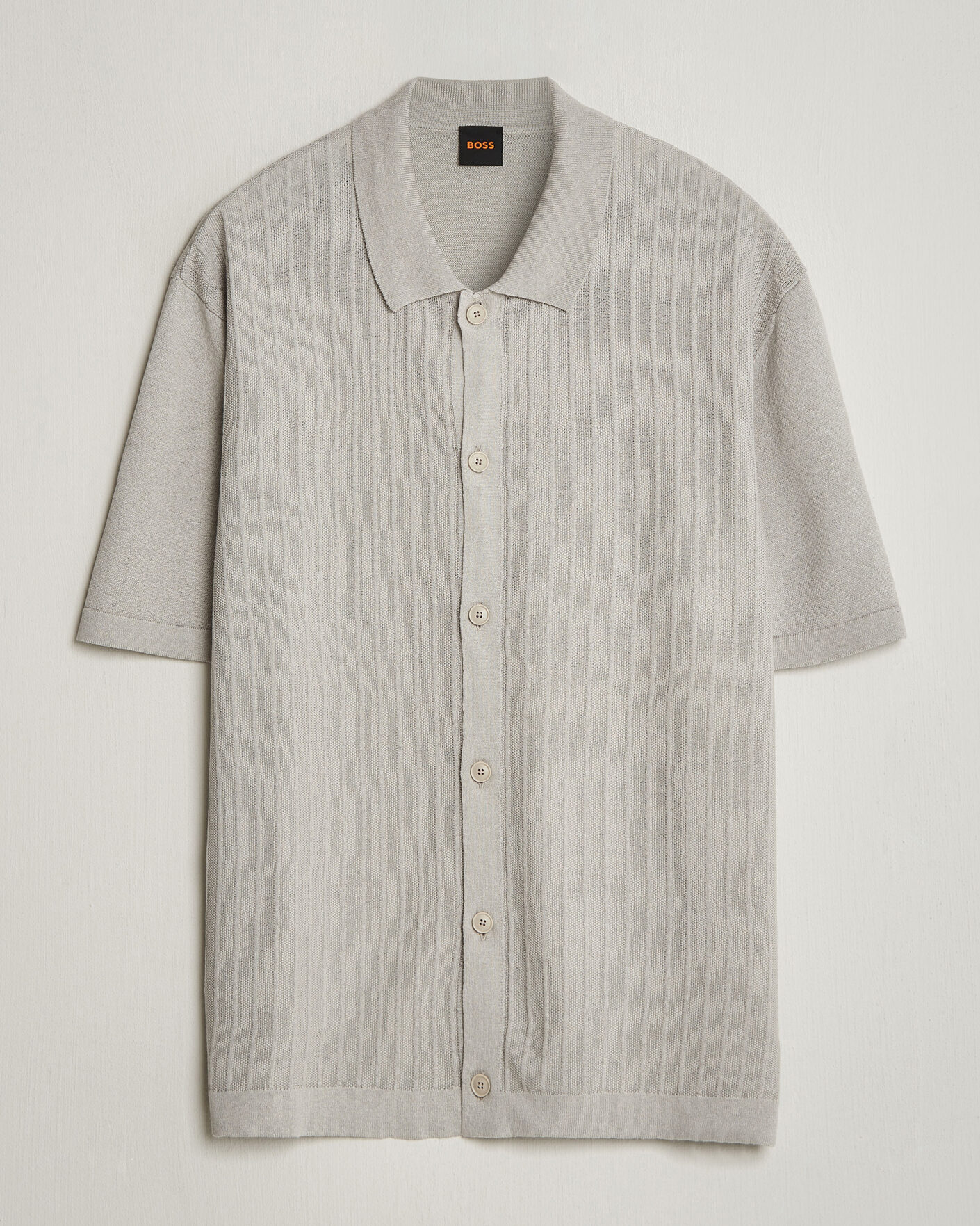 Mies | Kauluspaidat | BOSS ORANGE | Amicino Linen/Cotton Knitted Shirt Beige