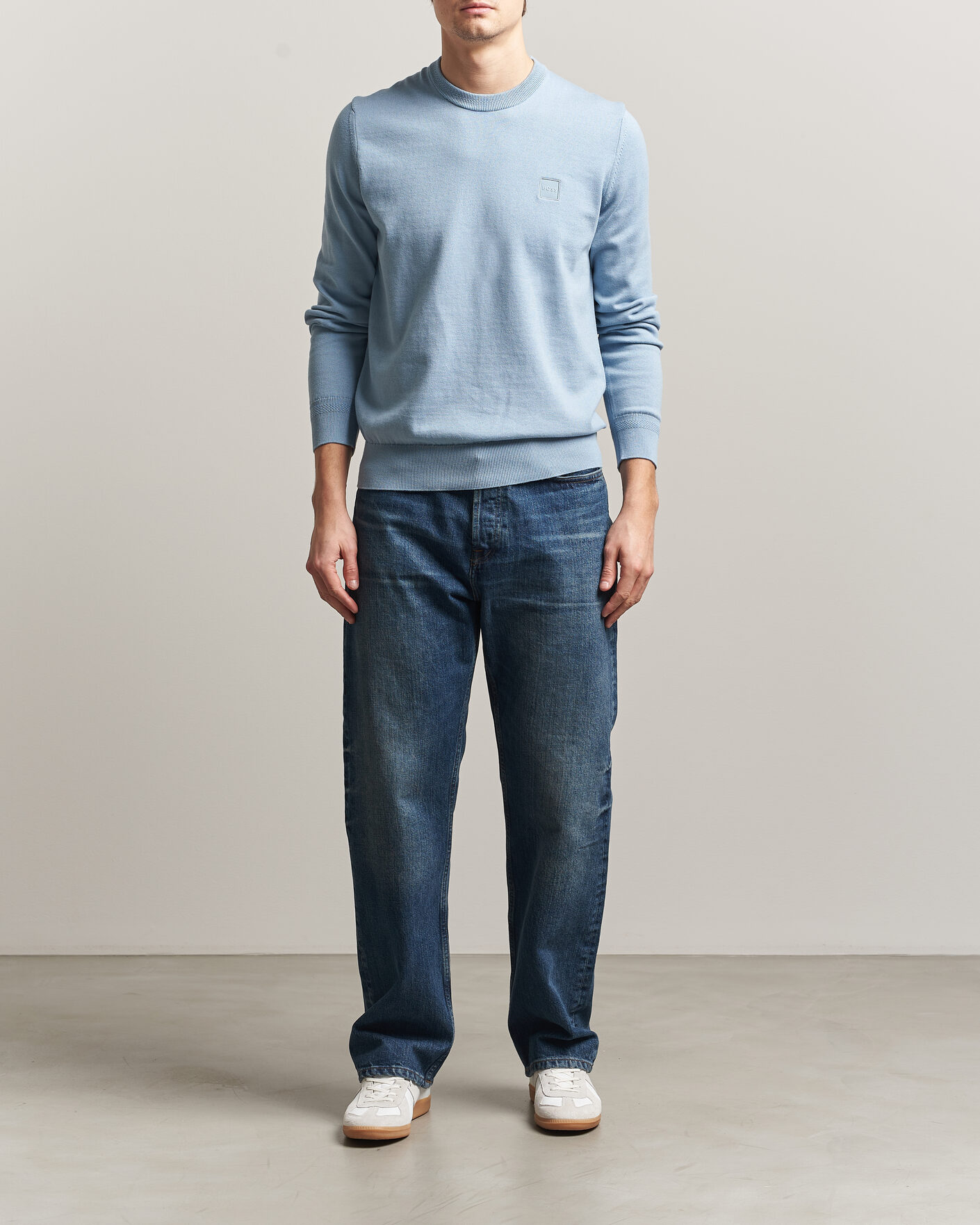 Mies | Puserot | BOSS ORANGE | Kanovano Knitted Sweater Light Blue