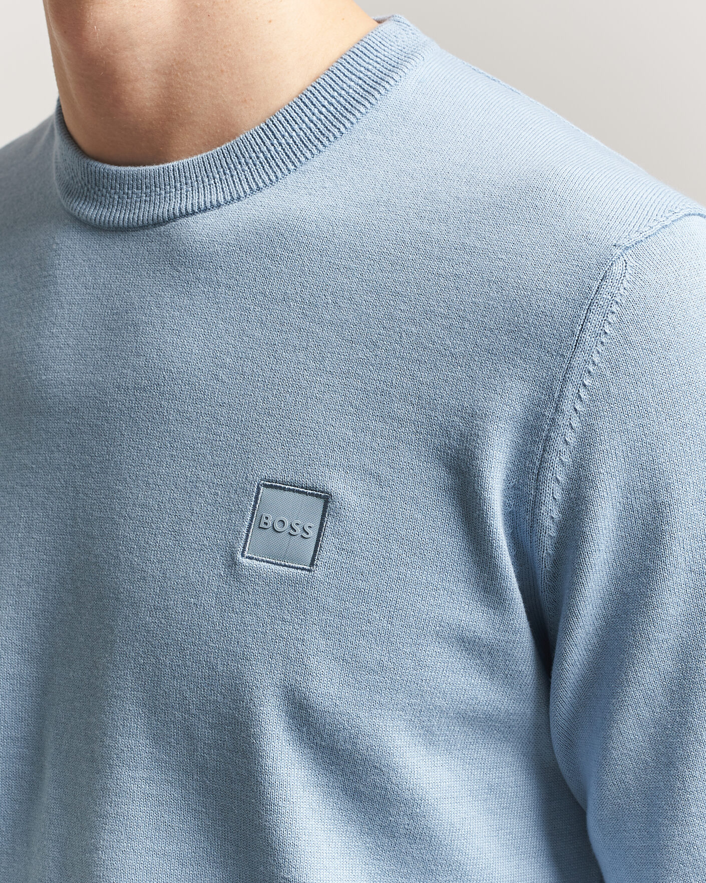 Mies | Puserot | BOSS ORANGE | Kanovano Knitted Sweater Light Blue