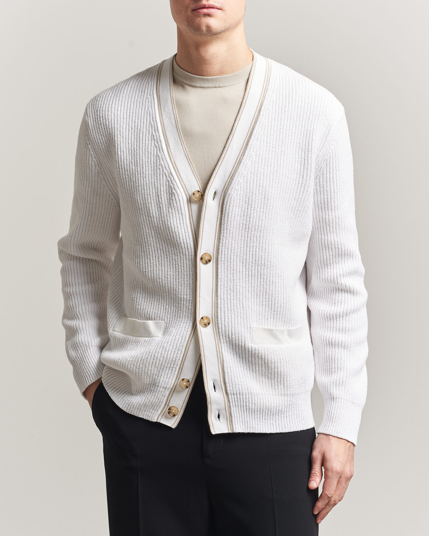 Mies | Puserot | BOSS BLACK | Napoli Knitted Cardigan White