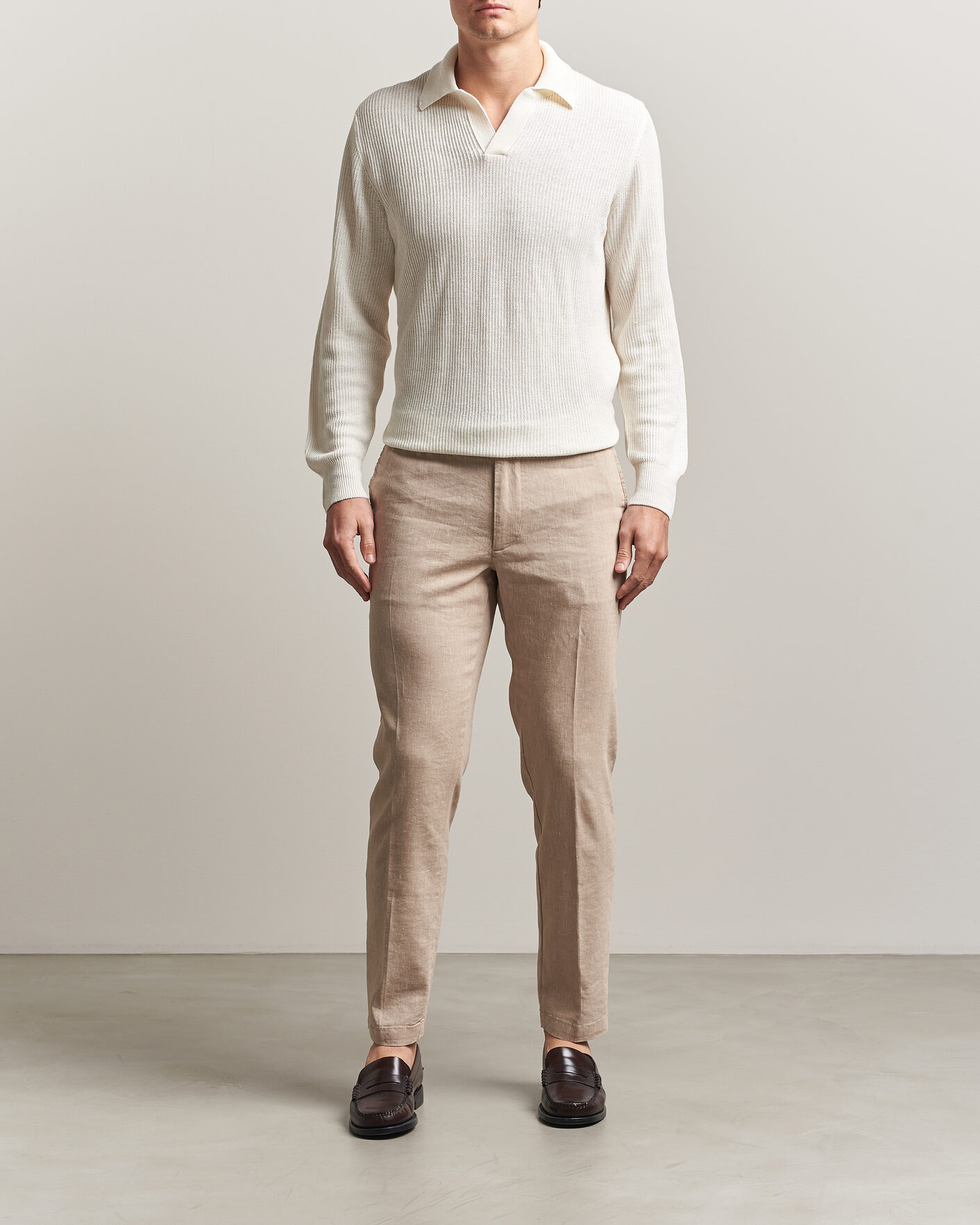 Mies | Housut | BOSS BLACK | Kane Linen Drawstring Trousers Open Beige