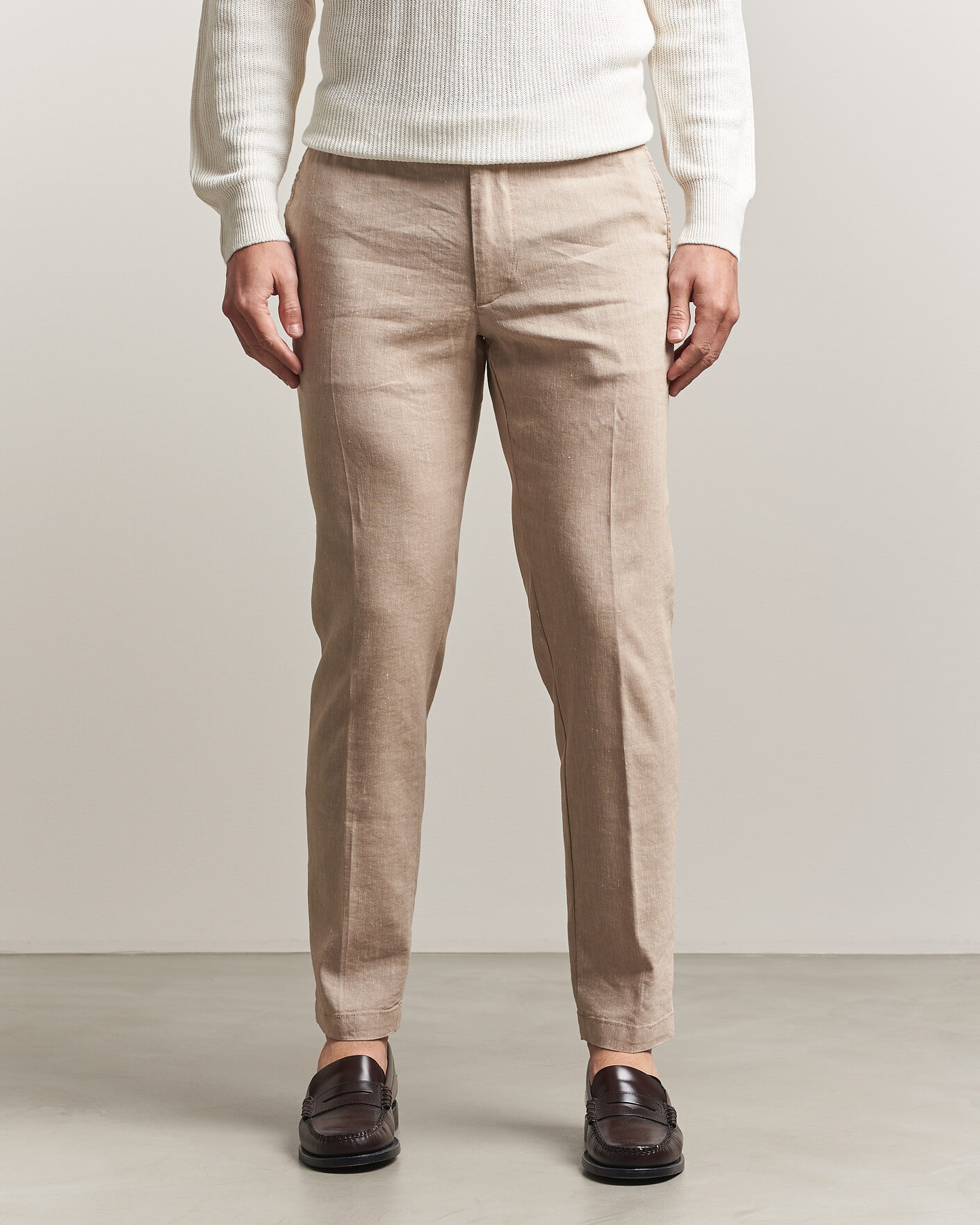 Mies | Housut | BOSS BLACK | Kane Linen Drawstring Trousers Open Beige