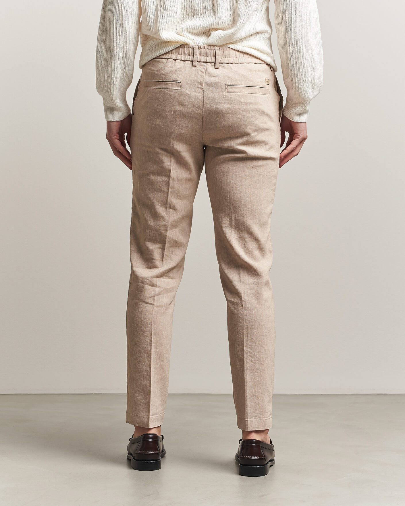 Mies | Housut | BOSS BLACK | Kane Linen Drawstring Trousers Open Beige