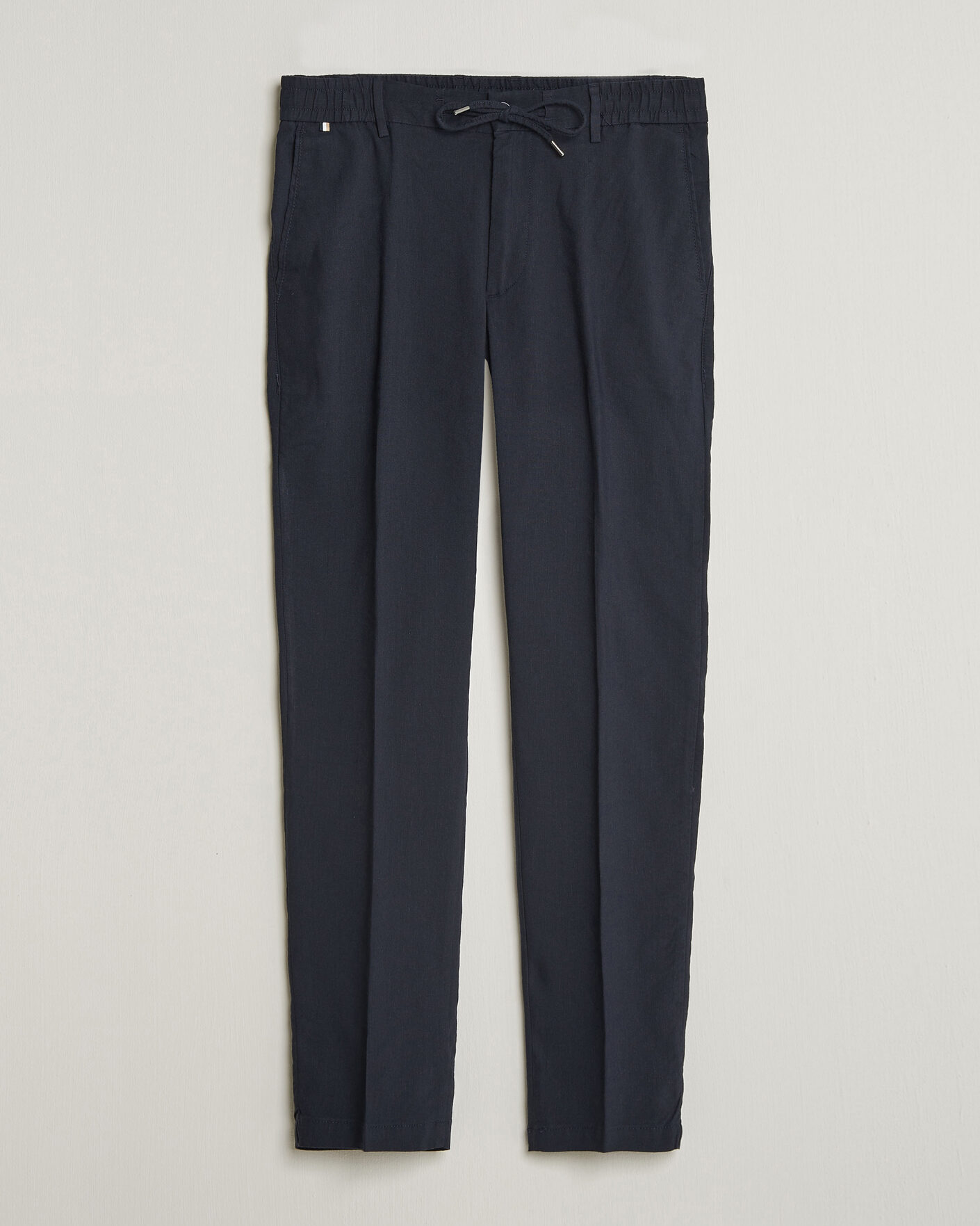 Mies | Housut | BOSS BLACK | Kane Linen Drawstring Trousers Dark Blue