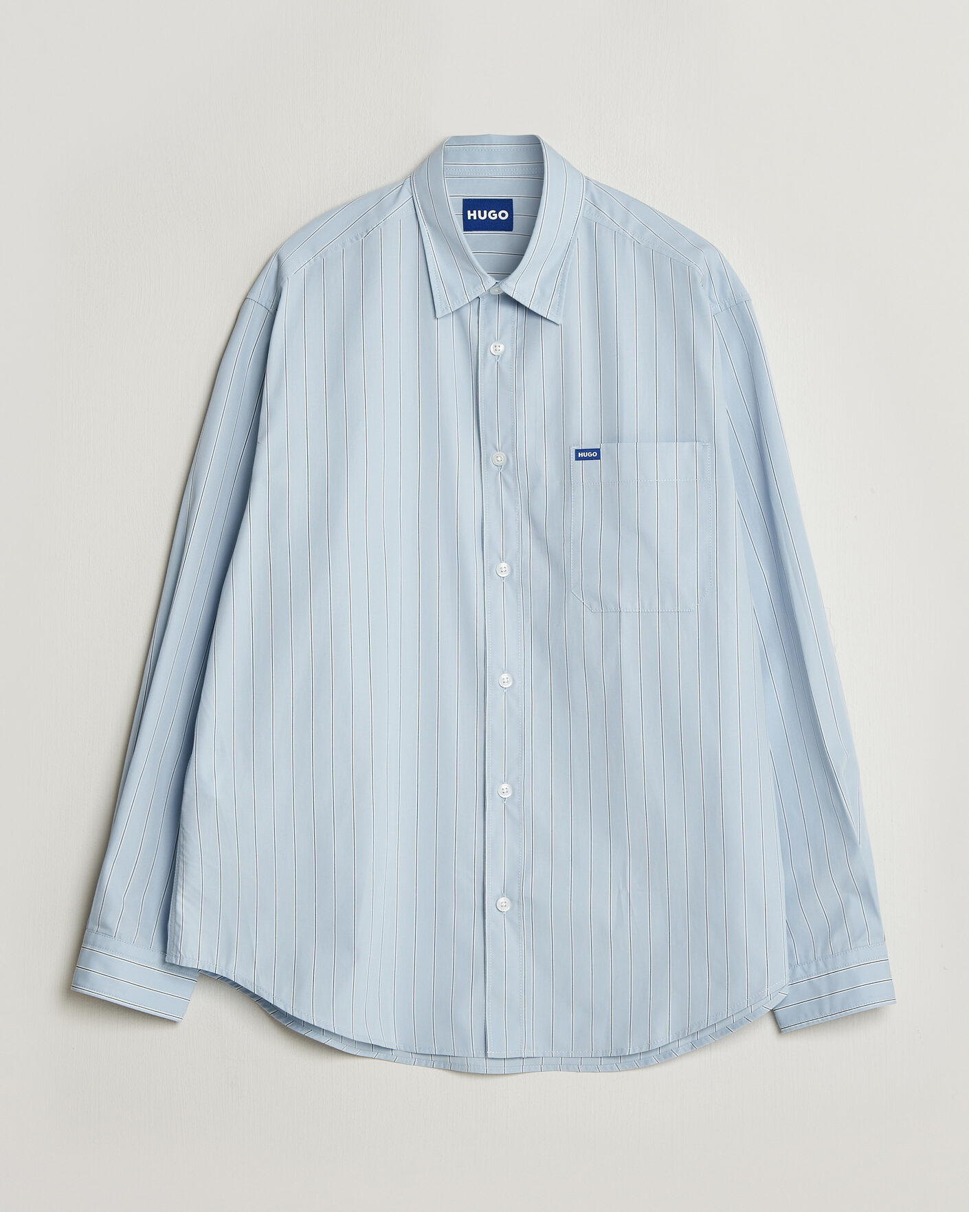 Mies | Kauluspaidat | HUGO | Ebalto Striped Cotton Shirt Open Blue