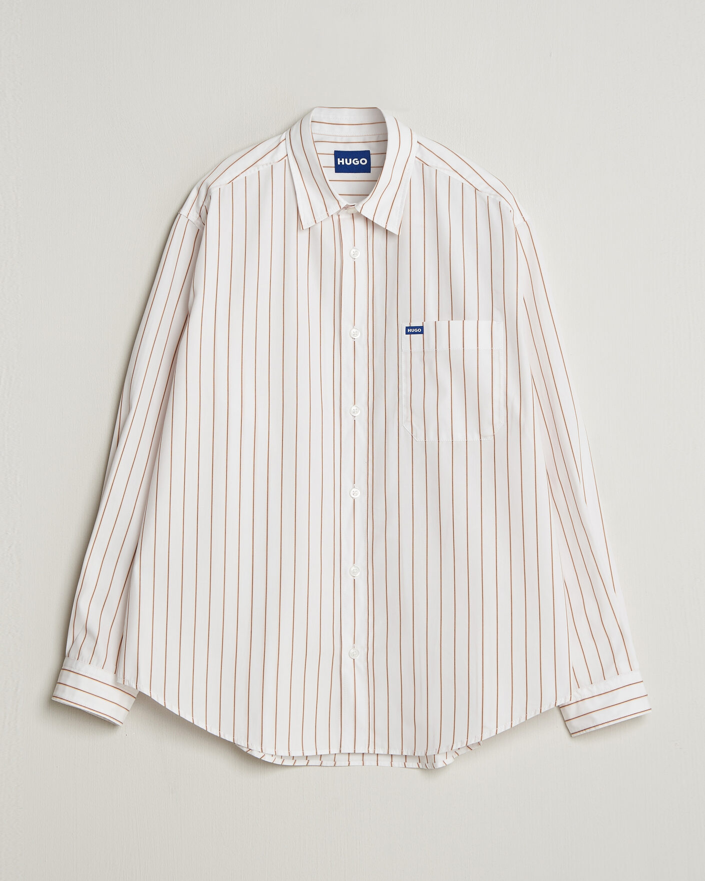 Mies | Kauluspaidat | HUGO | Ebalto Striped Cotton Shirt Light Orange