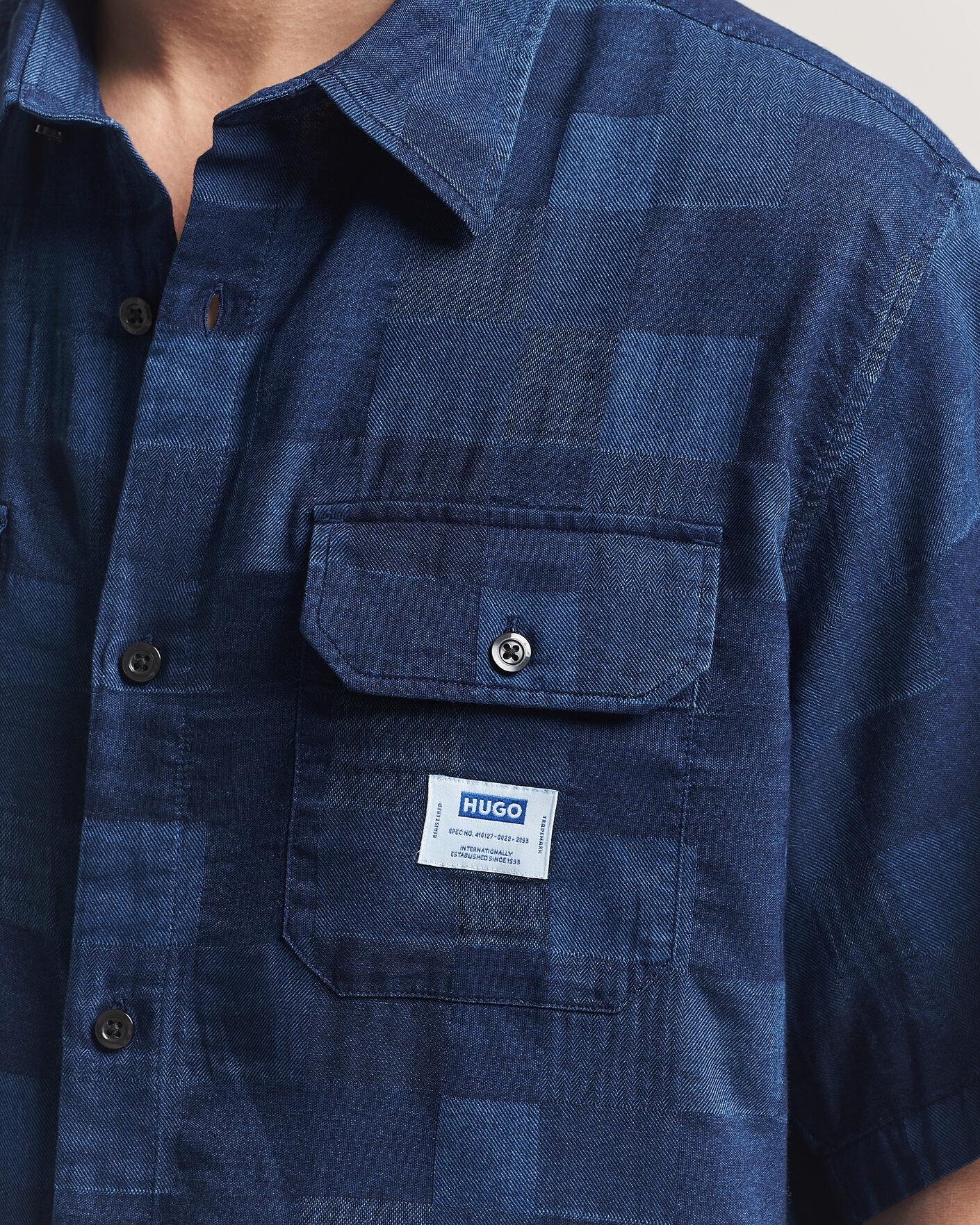 Mies | Kauluspaidat | HUGO | Ekyno Workwear Short Sleeve Shirt Dark Blue