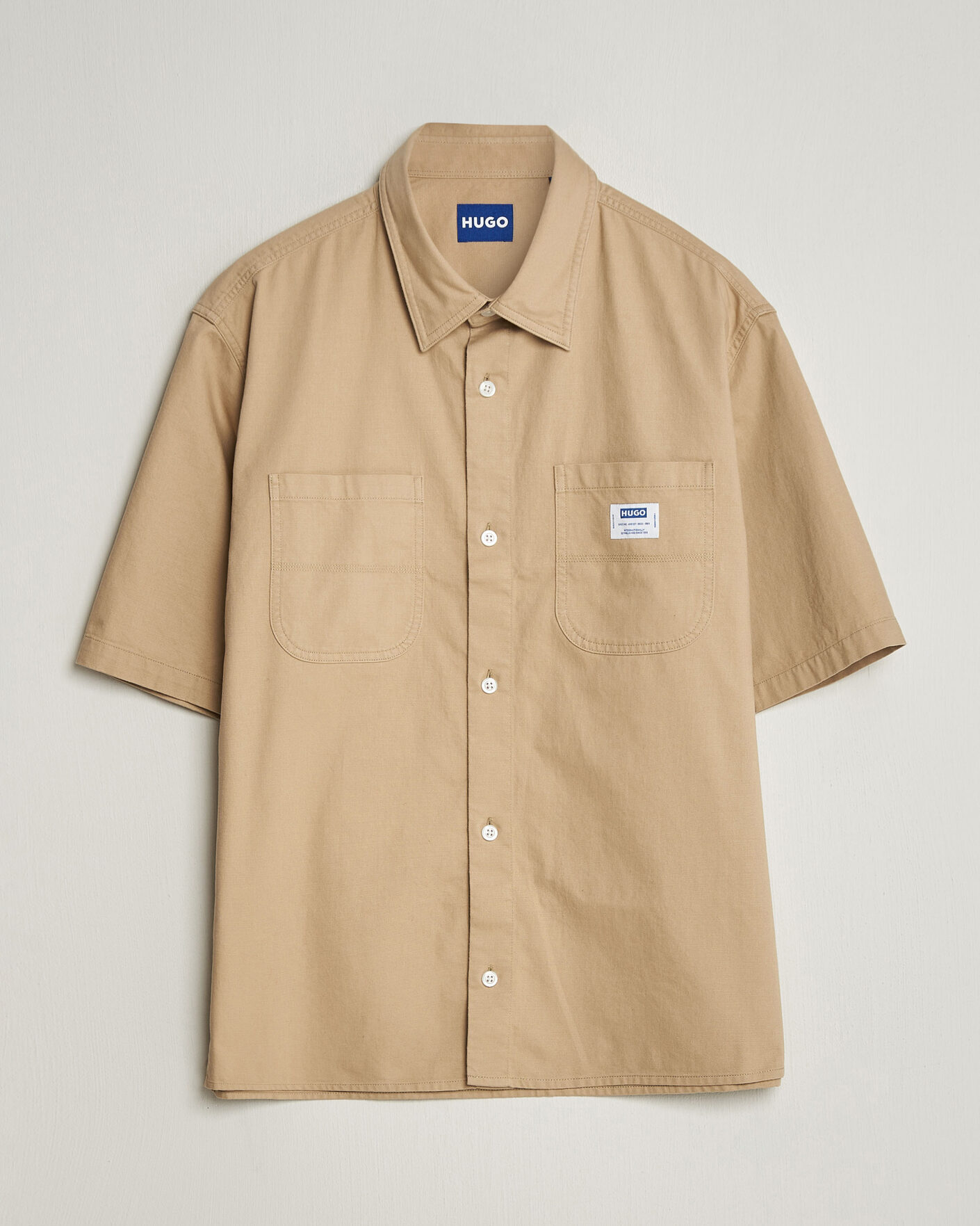 Mies | Kauluspaidat | HUGO | Ebwin Workwear Short Sleeve Shirt Medium Beige